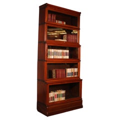 Antique Globe Wernicke Bookcase Called Waterfall In Mahogany Of 5 Elements