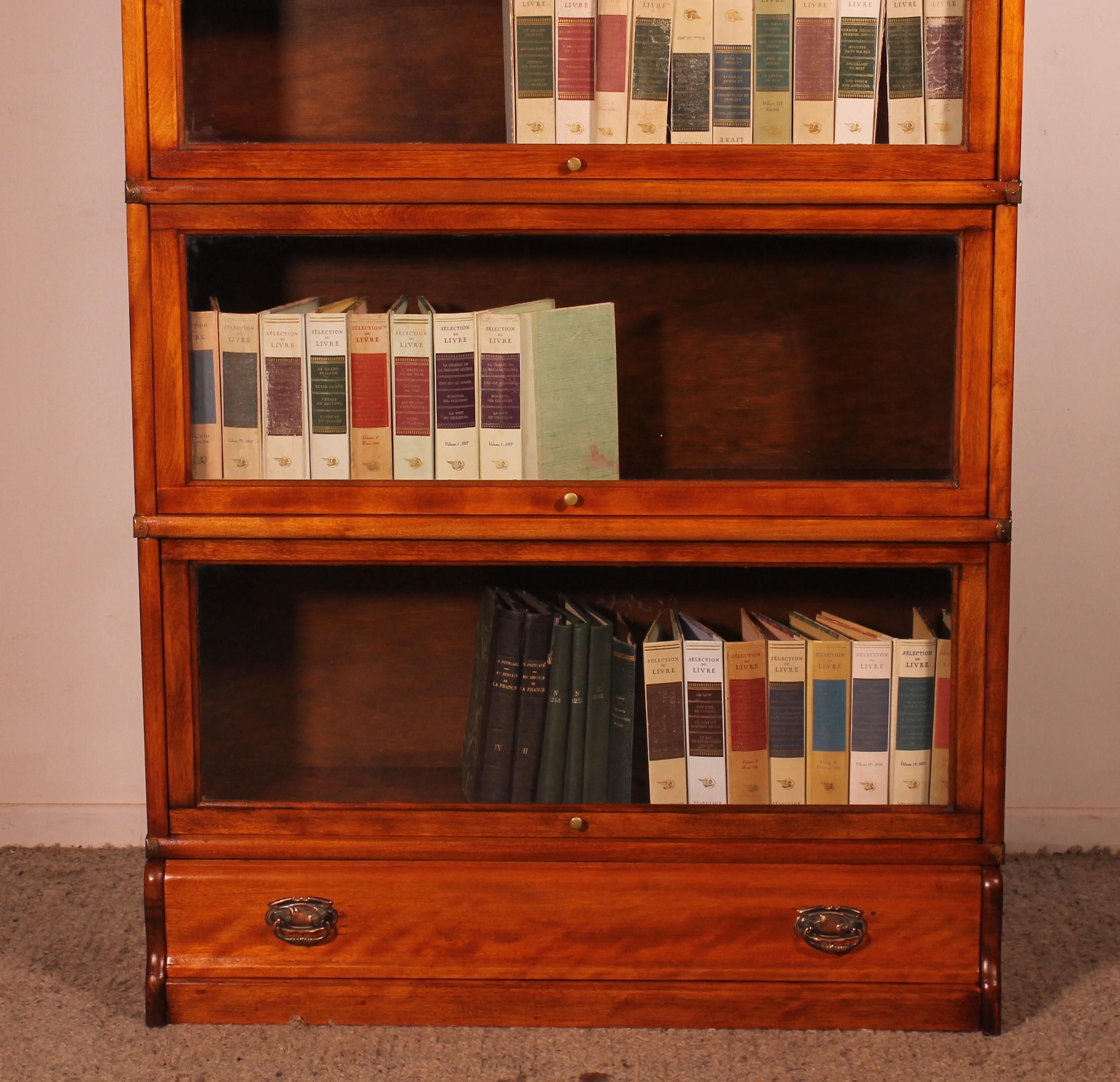 19th Century Globe Wernicke Bookcase In Fruit Wood Of 5 Elements With Drawer For Sale