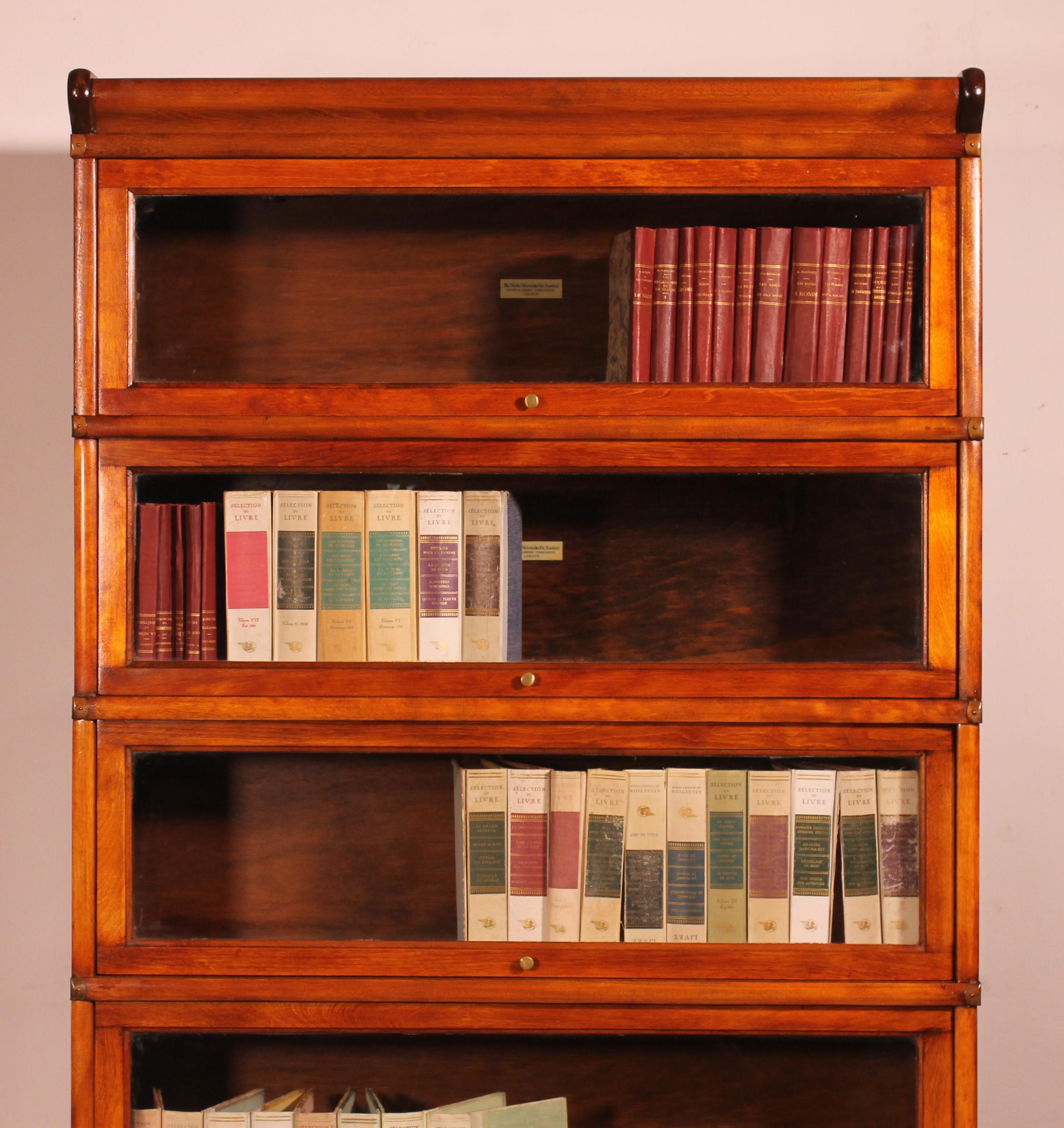 Fruitwood Globe Wernicke Bookcase In Fruit Wood Of 5 Elements With Drawer For Sale