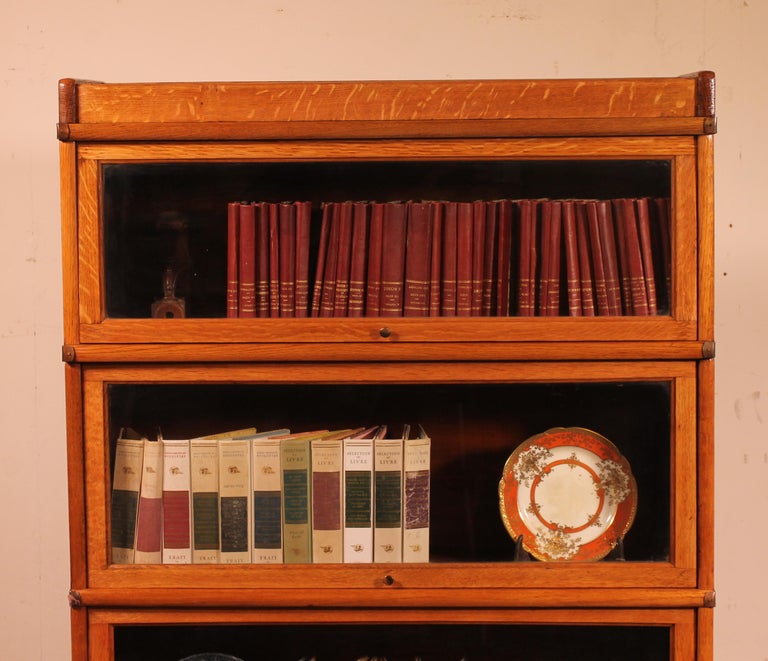 Globe Wernicke Bookcase in Light Oak Three Elements For Sale at 1stDibs