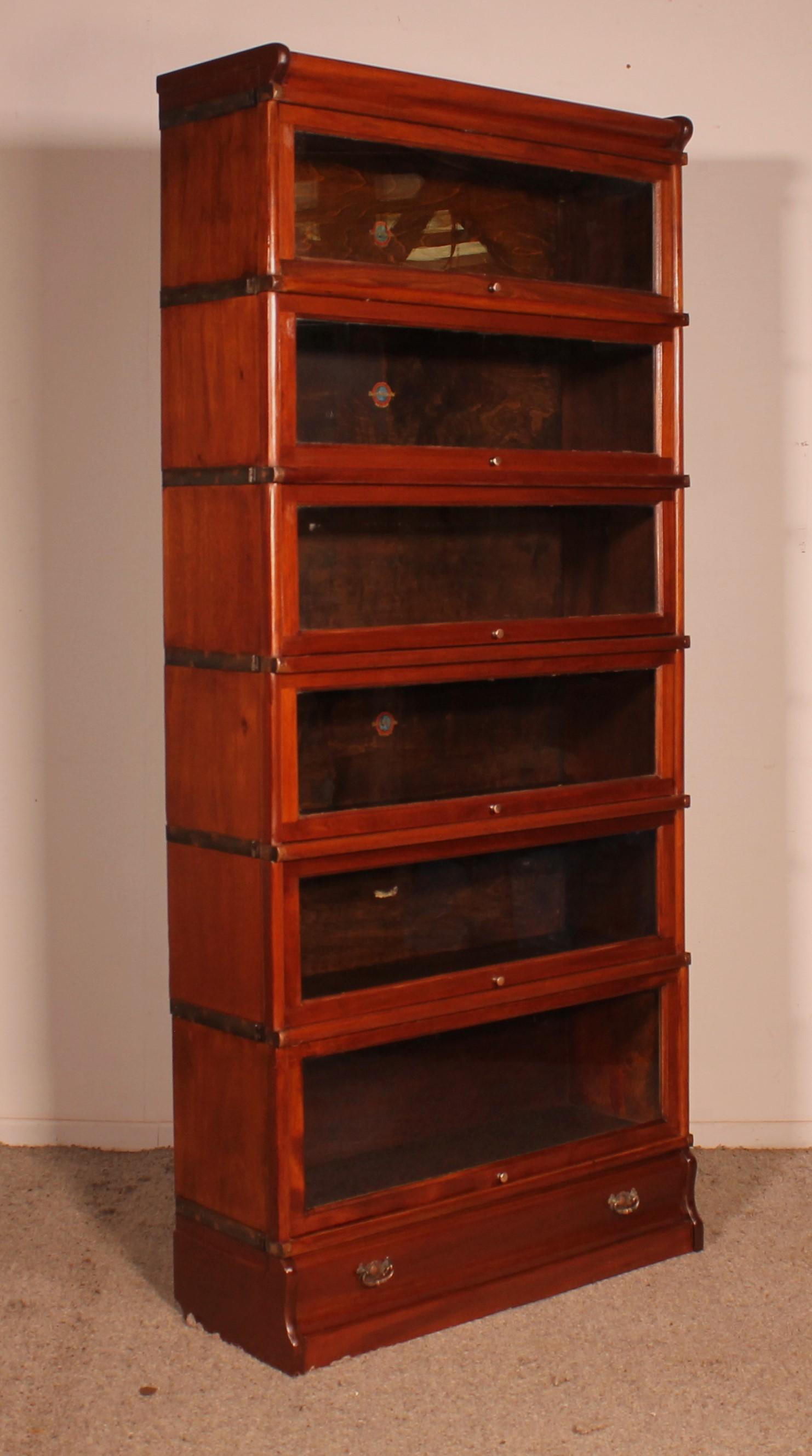 English Globe Wernicke Bookcase In Mahogany Of 6 Elements For Sale