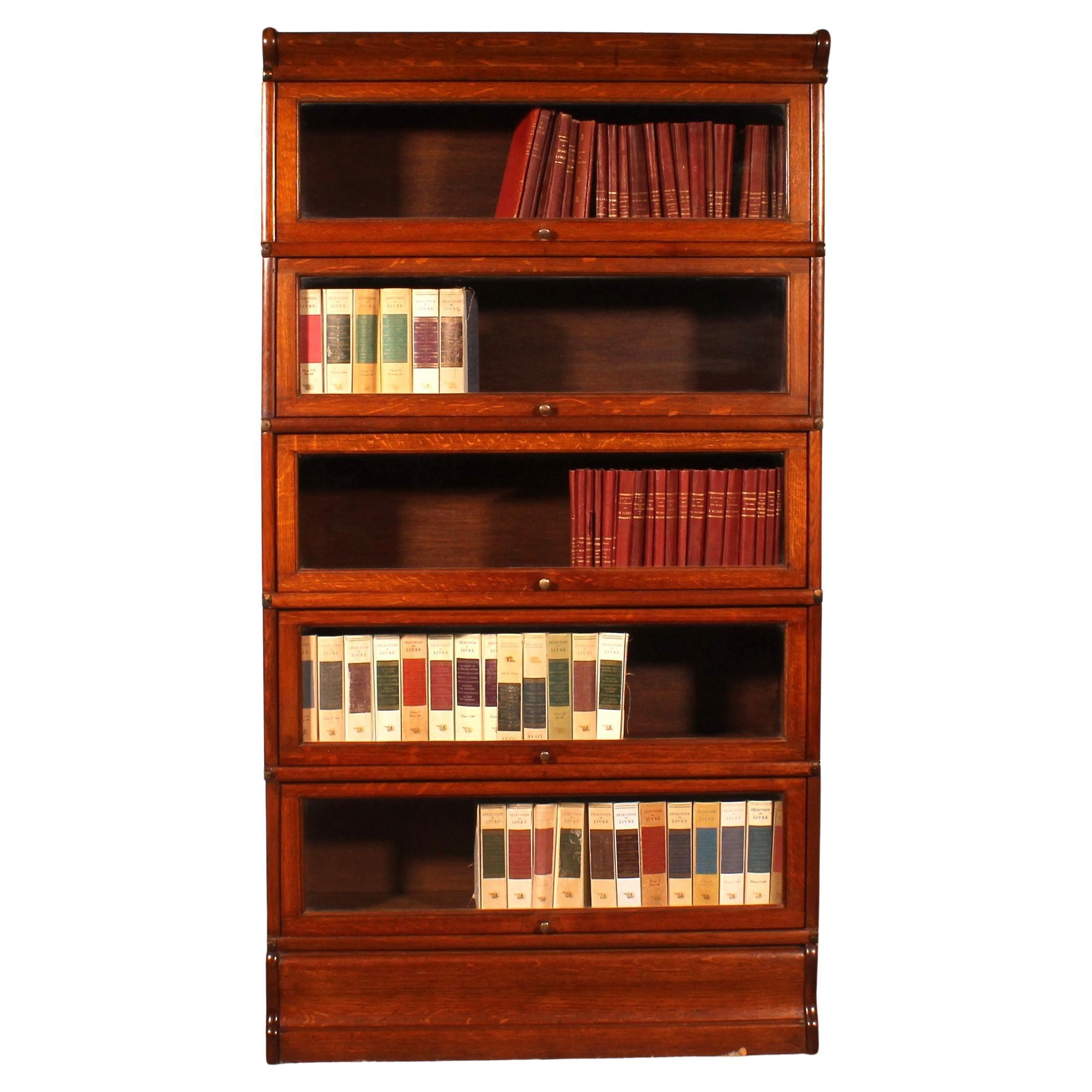 Globe Wernicke Bookcase In Oak, 5 Elements For Sale