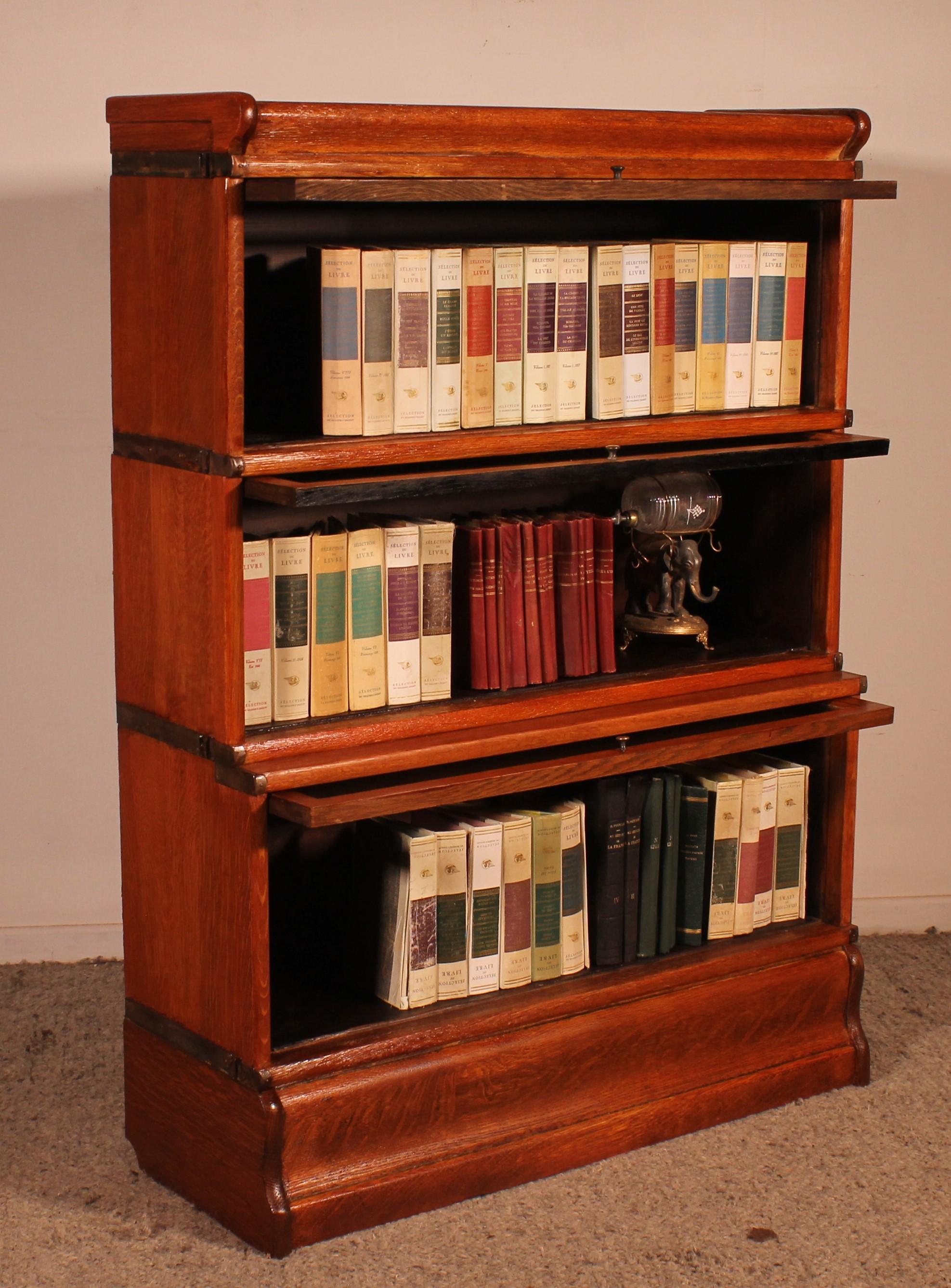 19th Century Globe Wernicke Bookcase In Oak Of 3 Elements