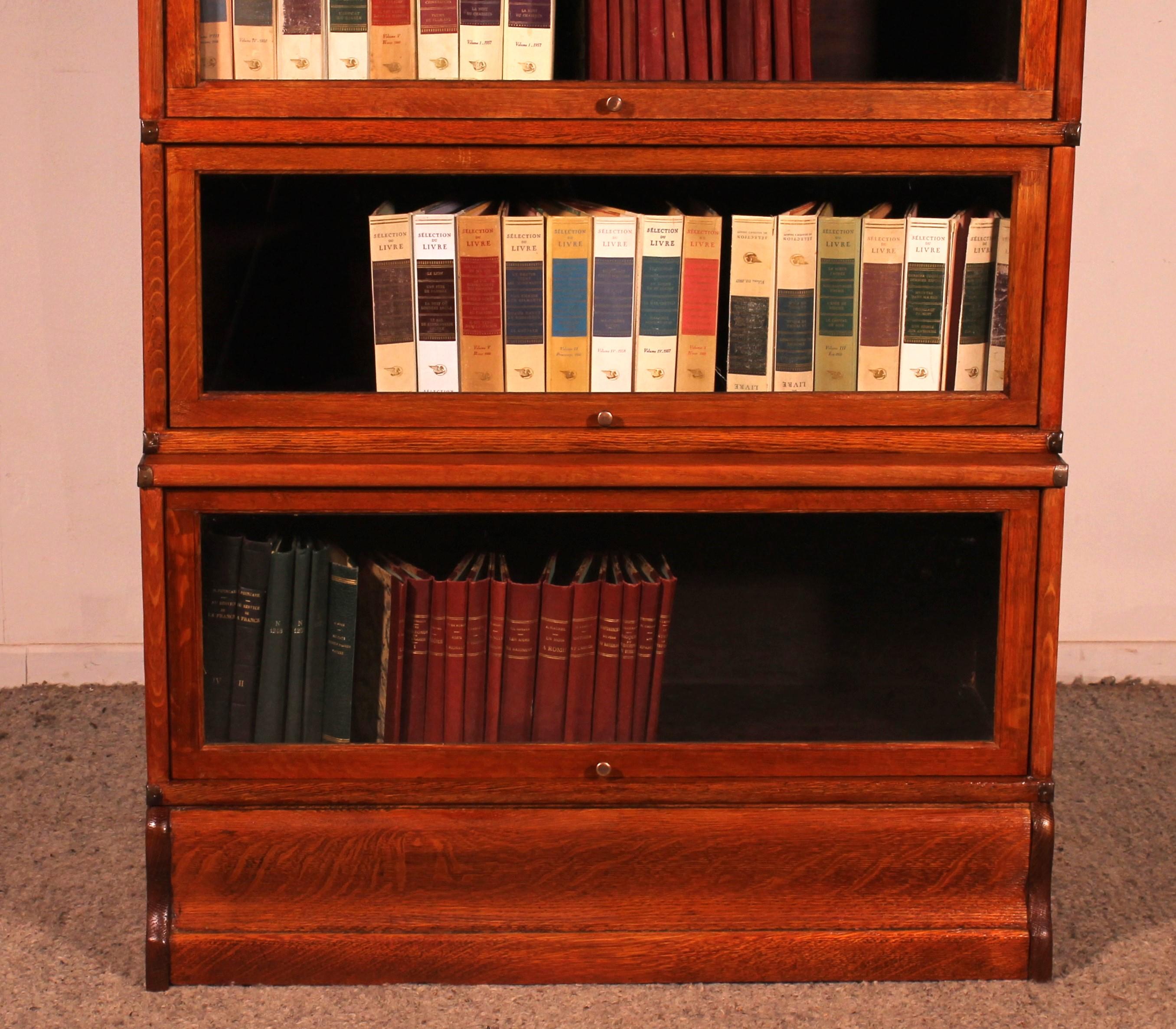 19th Century Globe Wernicke Bookcase In Oak Of 4 Elements With A Advanced Lower Part For Sale