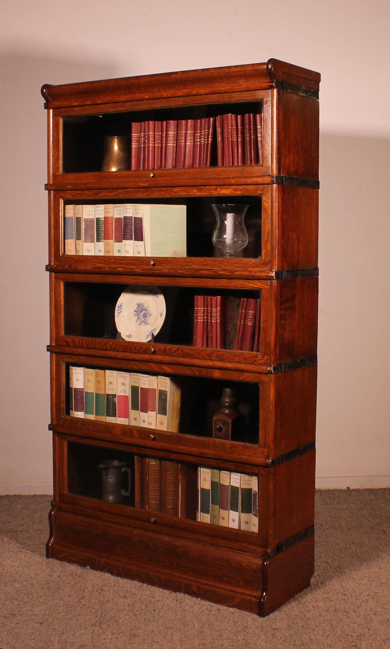Globe Wernicke Bookcase In Oak Of 5 Elements For Sale 6