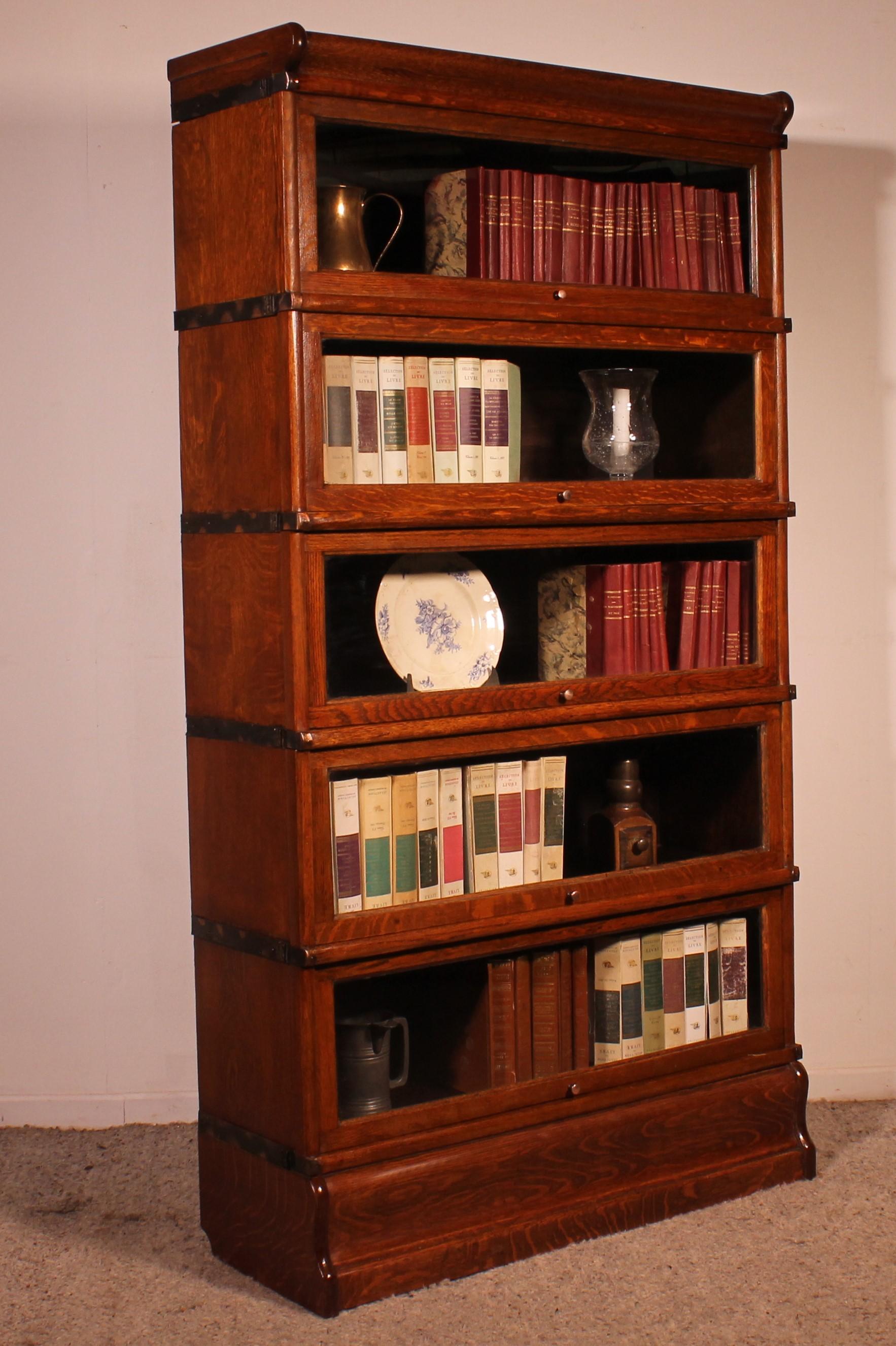 British Globe Wernicke Bookcase In Oak Of 5 Elements