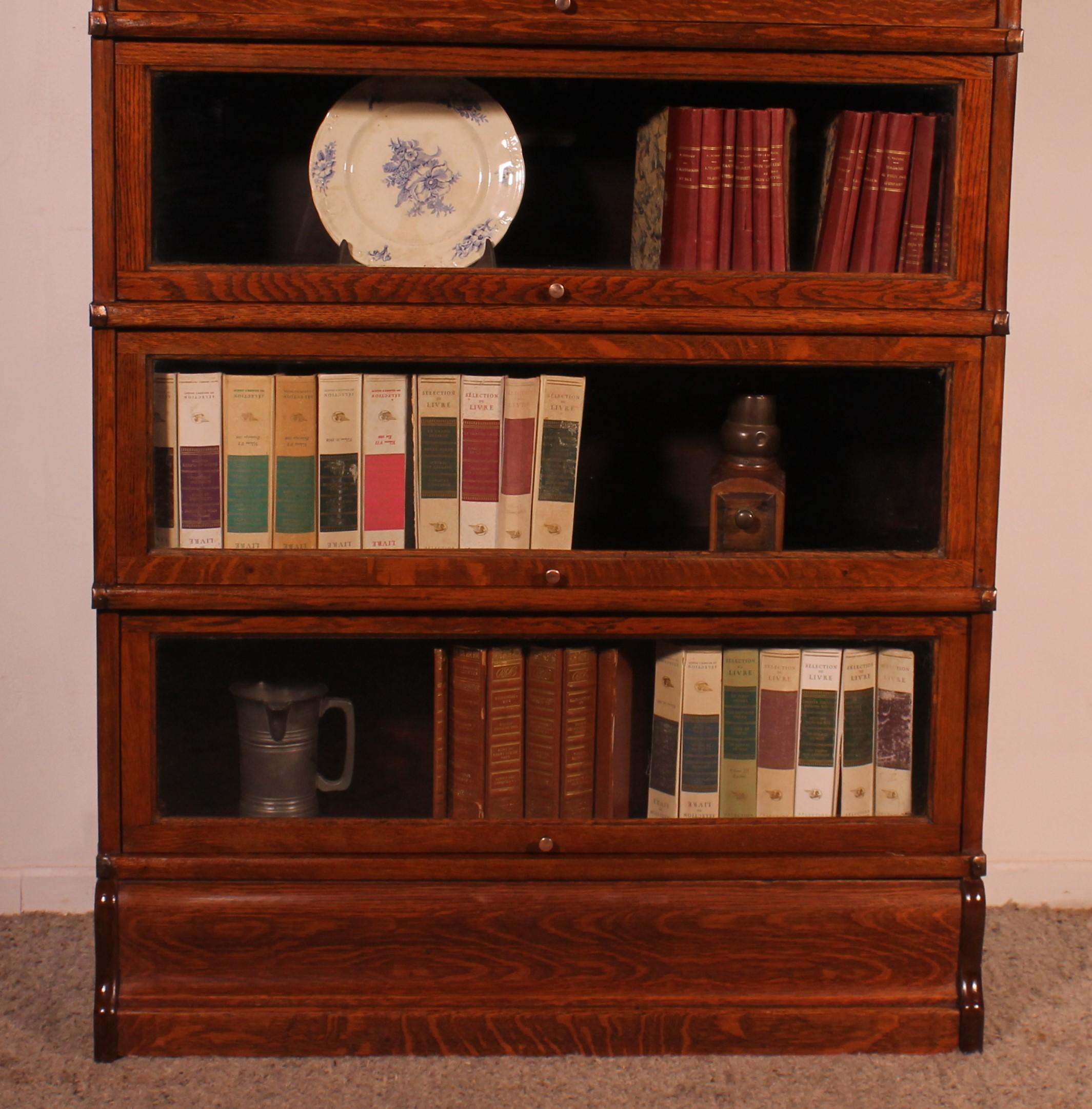 19th Century Globe Wernicke Bookcase In Oak Of 5 Elements For Sale