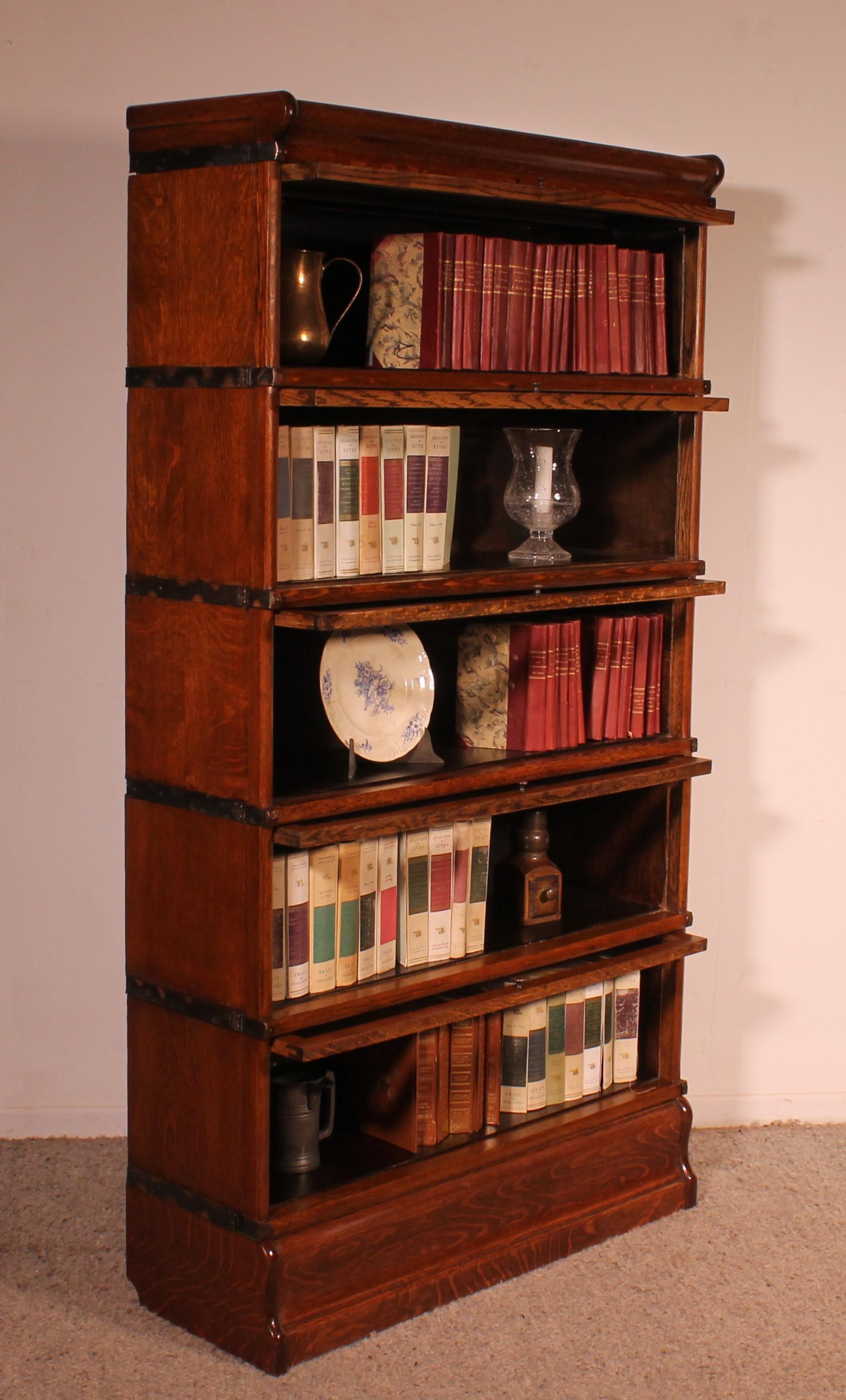 Globe Wernicke Bookcase In Oak Of 5 Elements For Sale 2