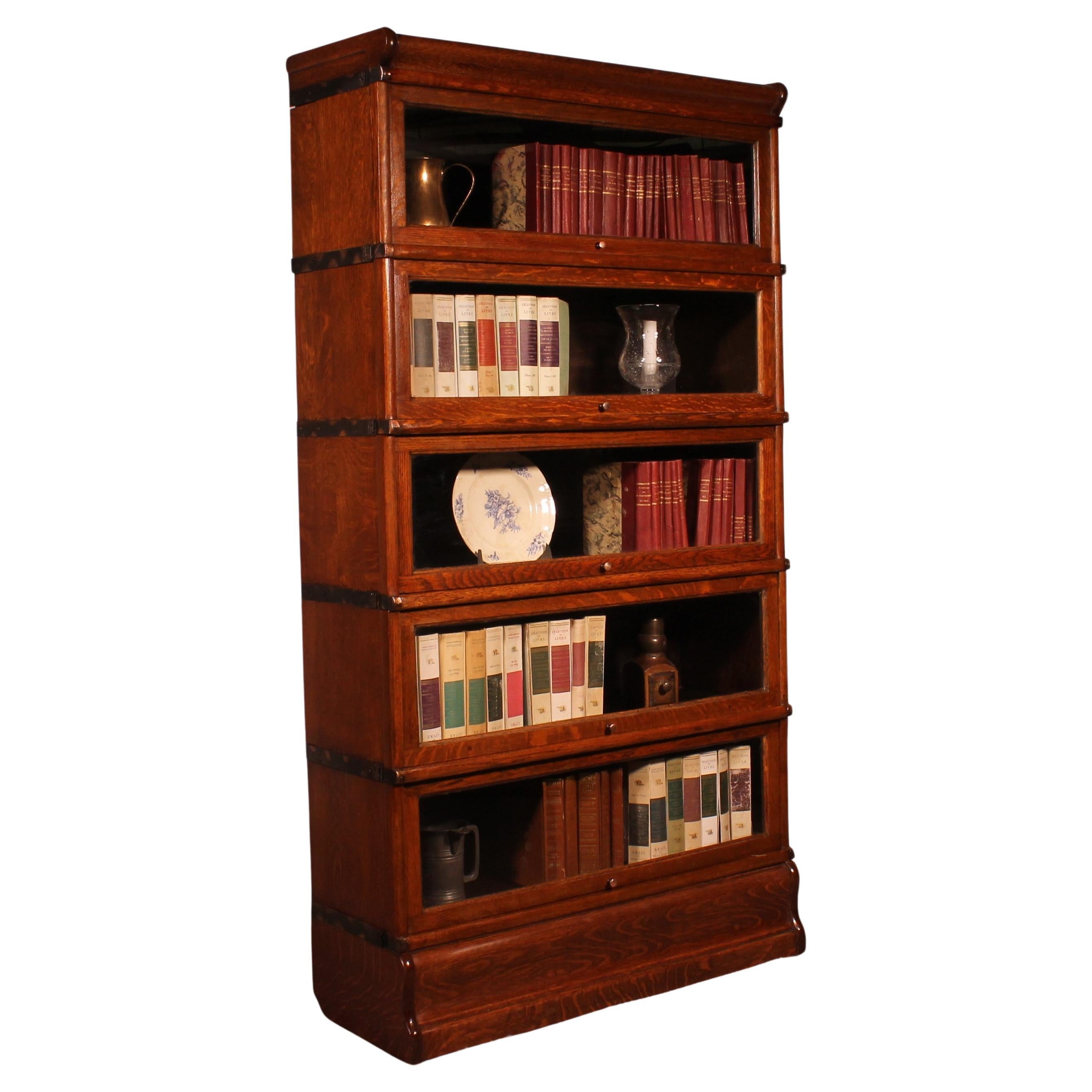 Globe Wernicke Bookcase In Oak Of 5 Elements For Sale