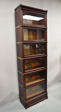 Globe Wernicke D10 1/4 S 598 1/2 Mahogany 6 Section Barrister Lawyers Bookcase