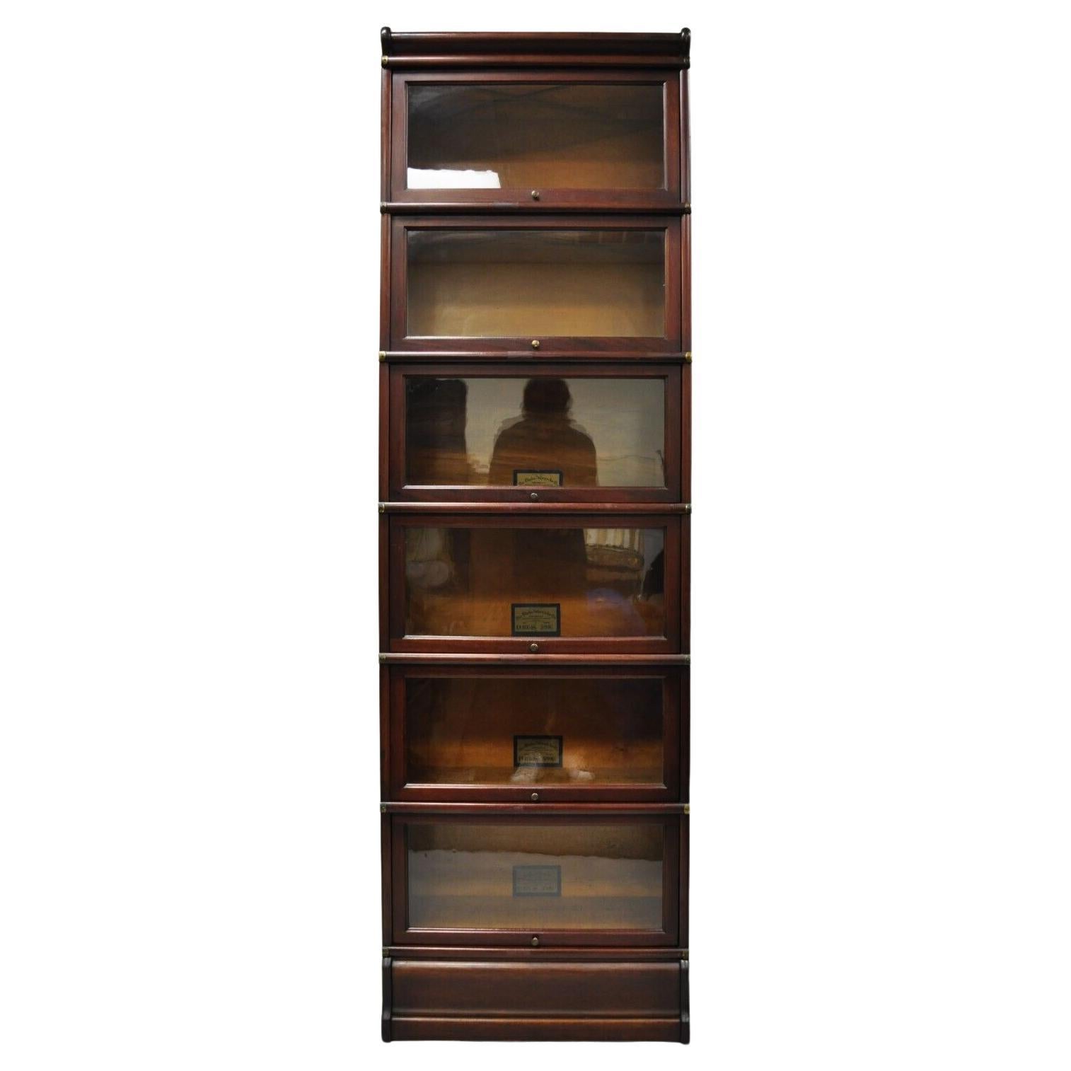 Globe Wernicke D10 1/4 S 598 1/2 Mahogany 6 Section Barrister Lawyers Bookcase