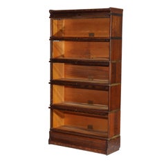 Globe Wernicke Five Stack Barrister Bookcase With Leaded Glass c1920
