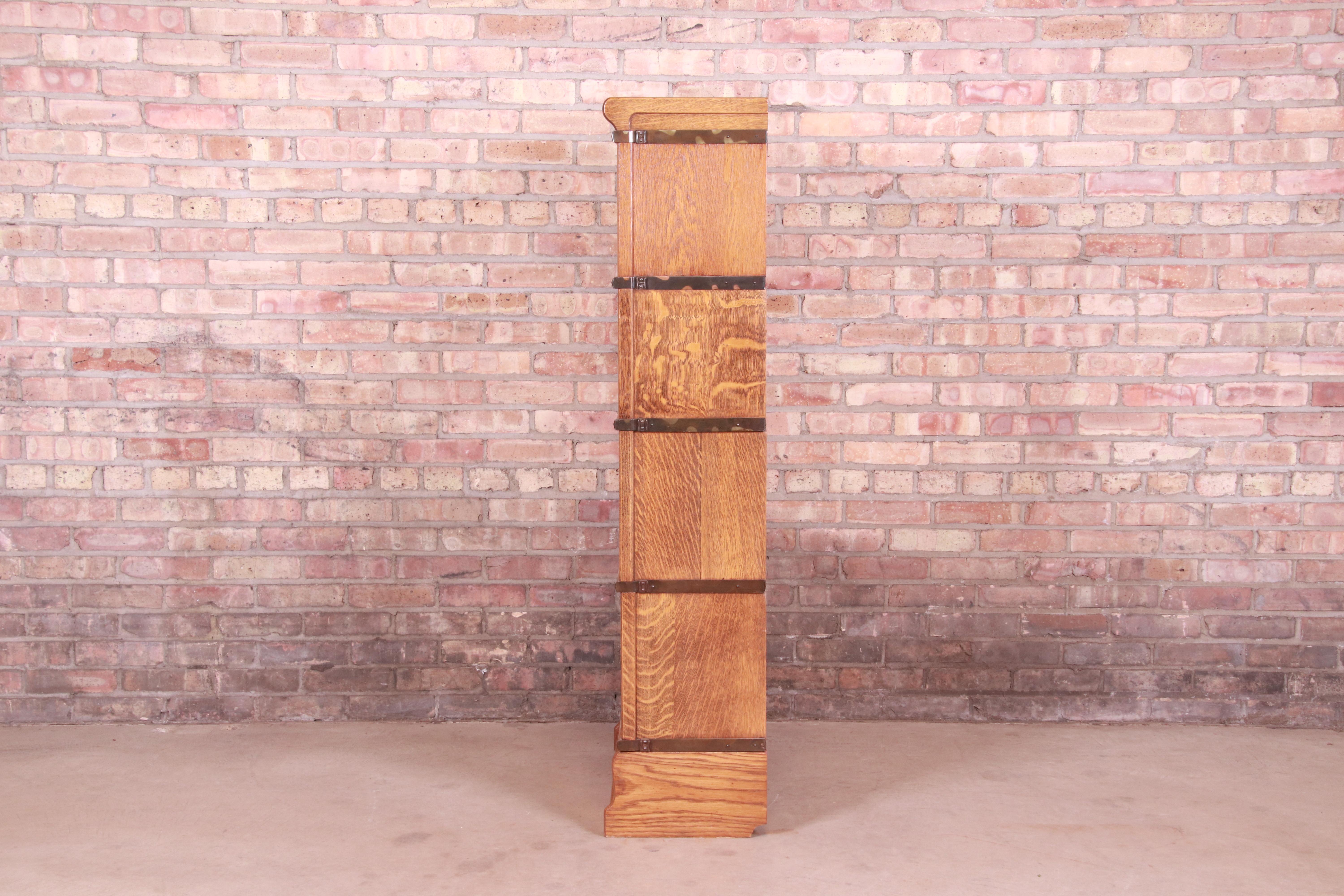 Globe Wernicke Four-Stack Barrister Bookcase with Leaded Glass, Circa 1900 8