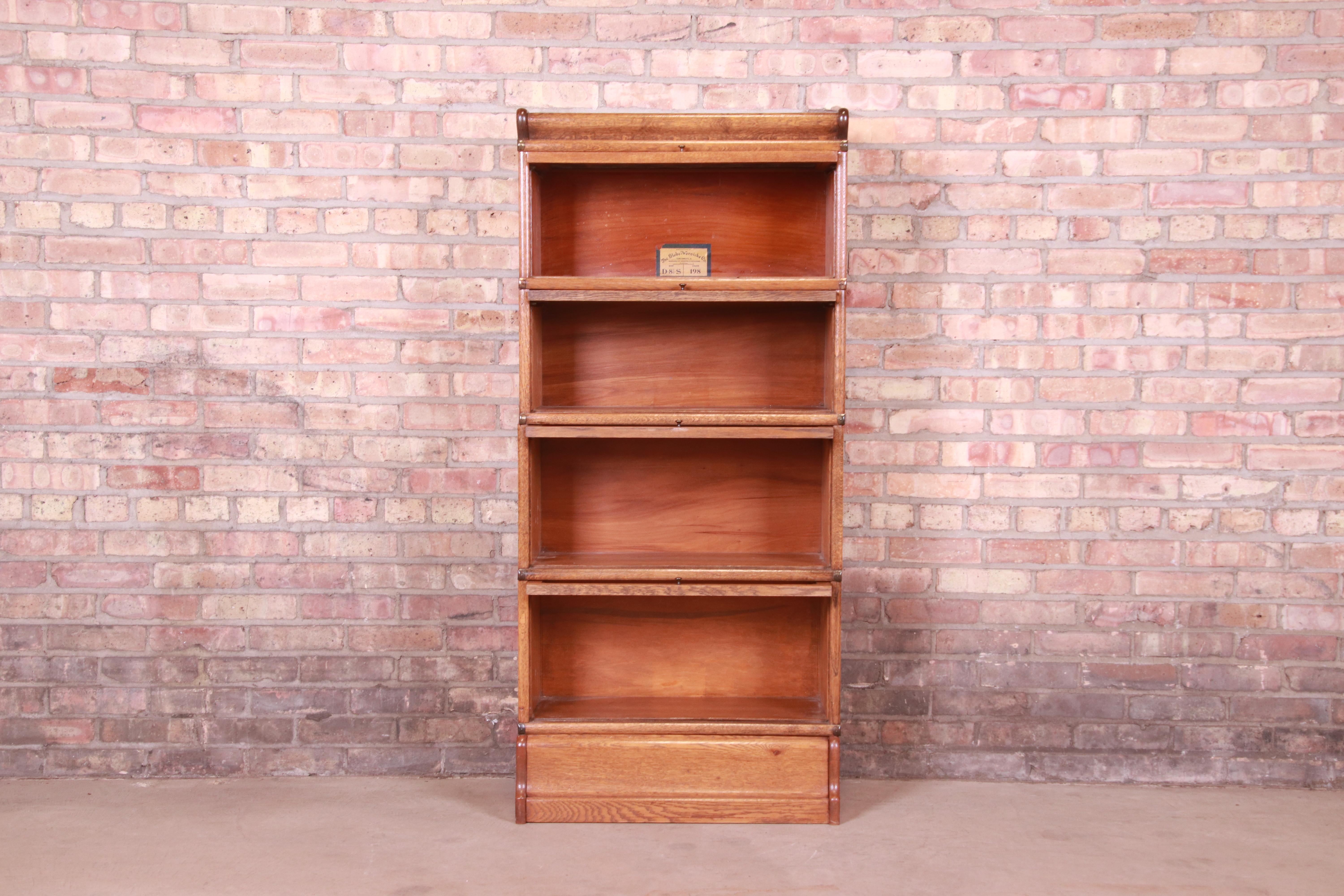 20th Century Globe Wernicke Four-Stack Barrister Bookcase with Leaded Glass, Circa 1900