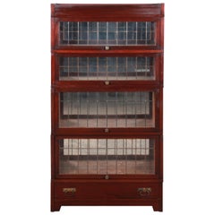 Globe Wernicke Four-Stack Barrister Bookcase with Leaded Glass Doors, circa 1920