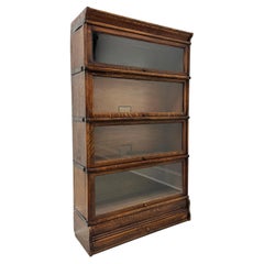 GLOBE WERNICKE Grade 299 Quartersawn Tiger Oak Four Stack Barrister Bookcase