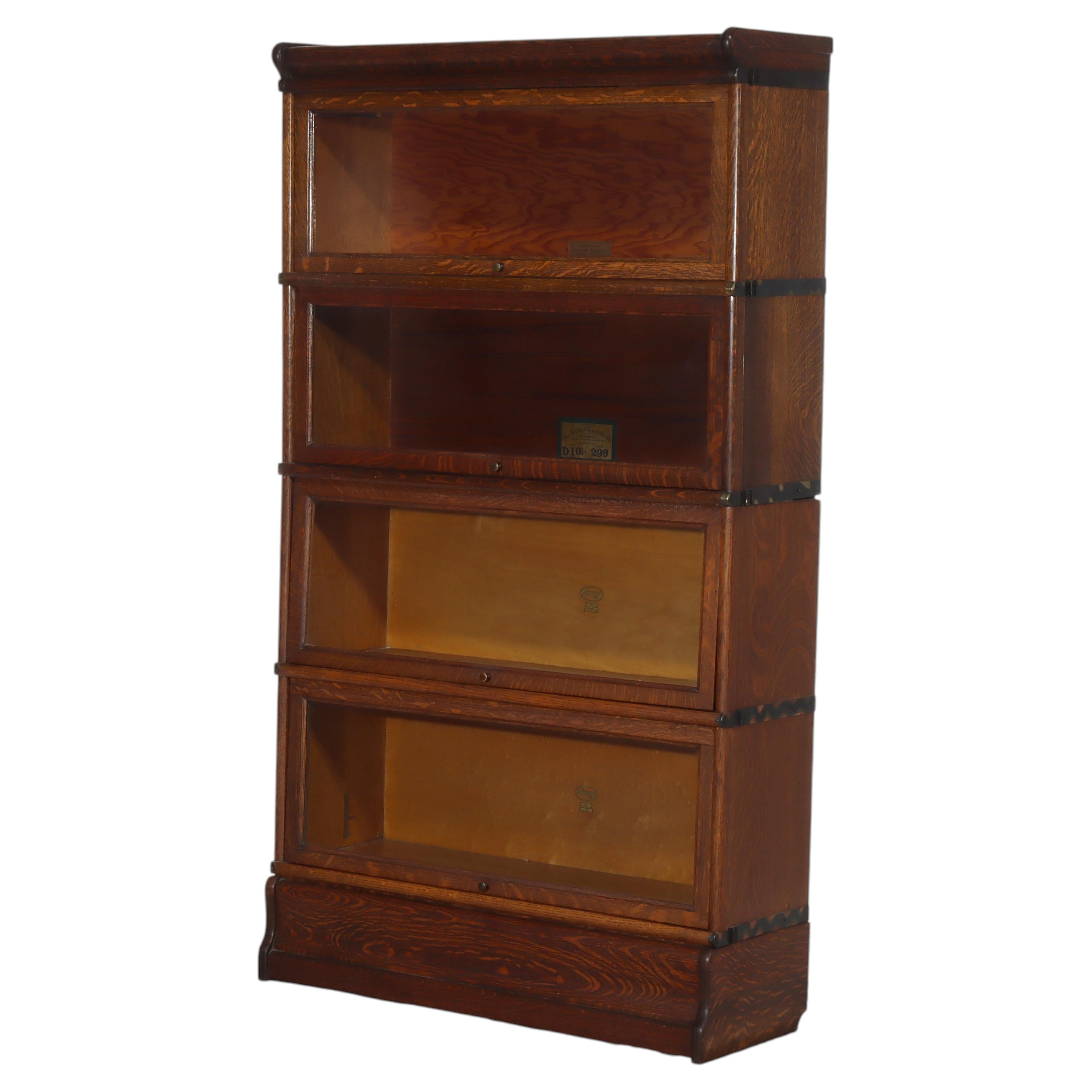 Globe Wernicke/Macey Arts & Crafts 4-Stack Oak Barrister Bookcase c1910
