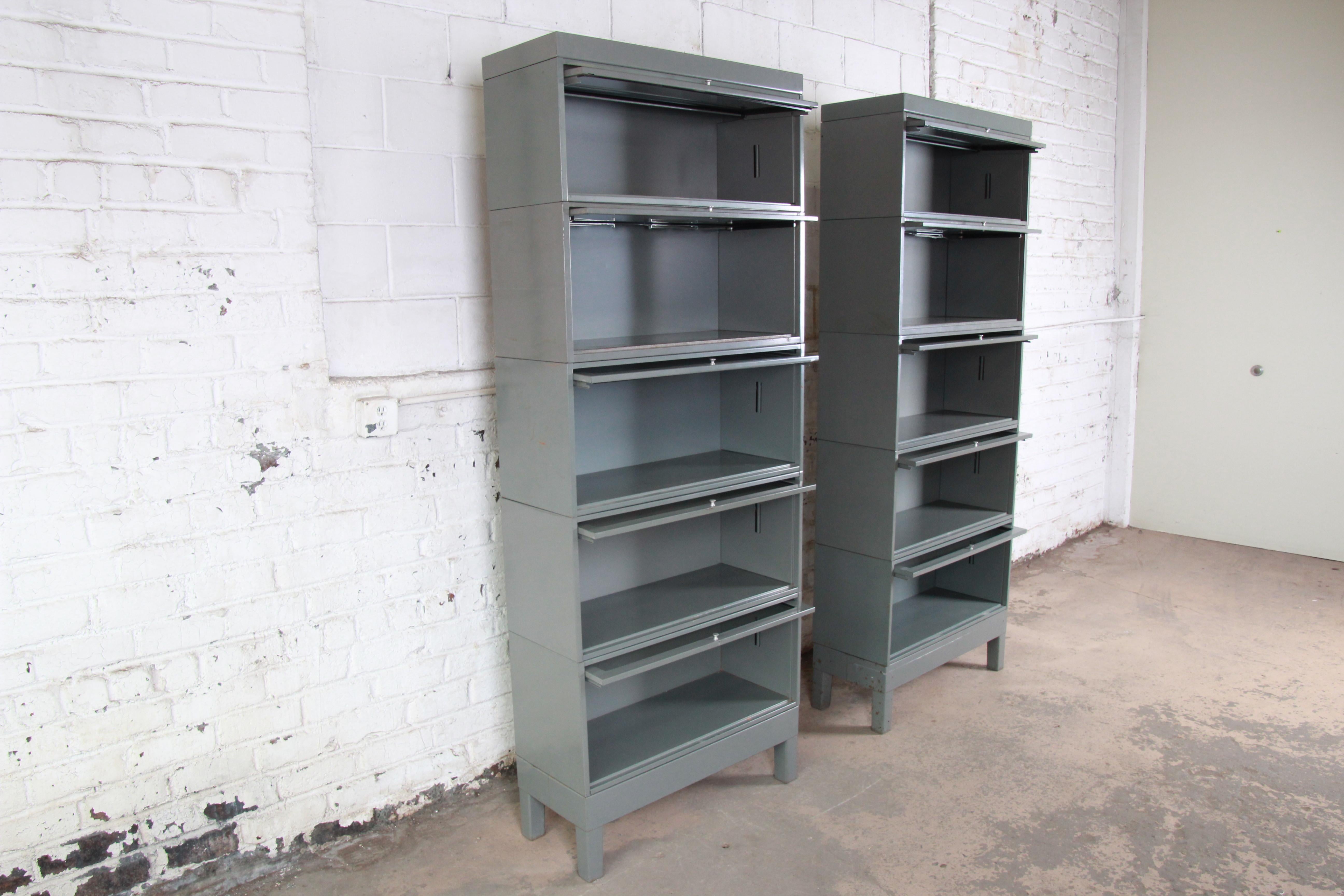 Globe Wernicke Midcentury Industrial Five-Stack Barrister Bookcases, 1960s 1
