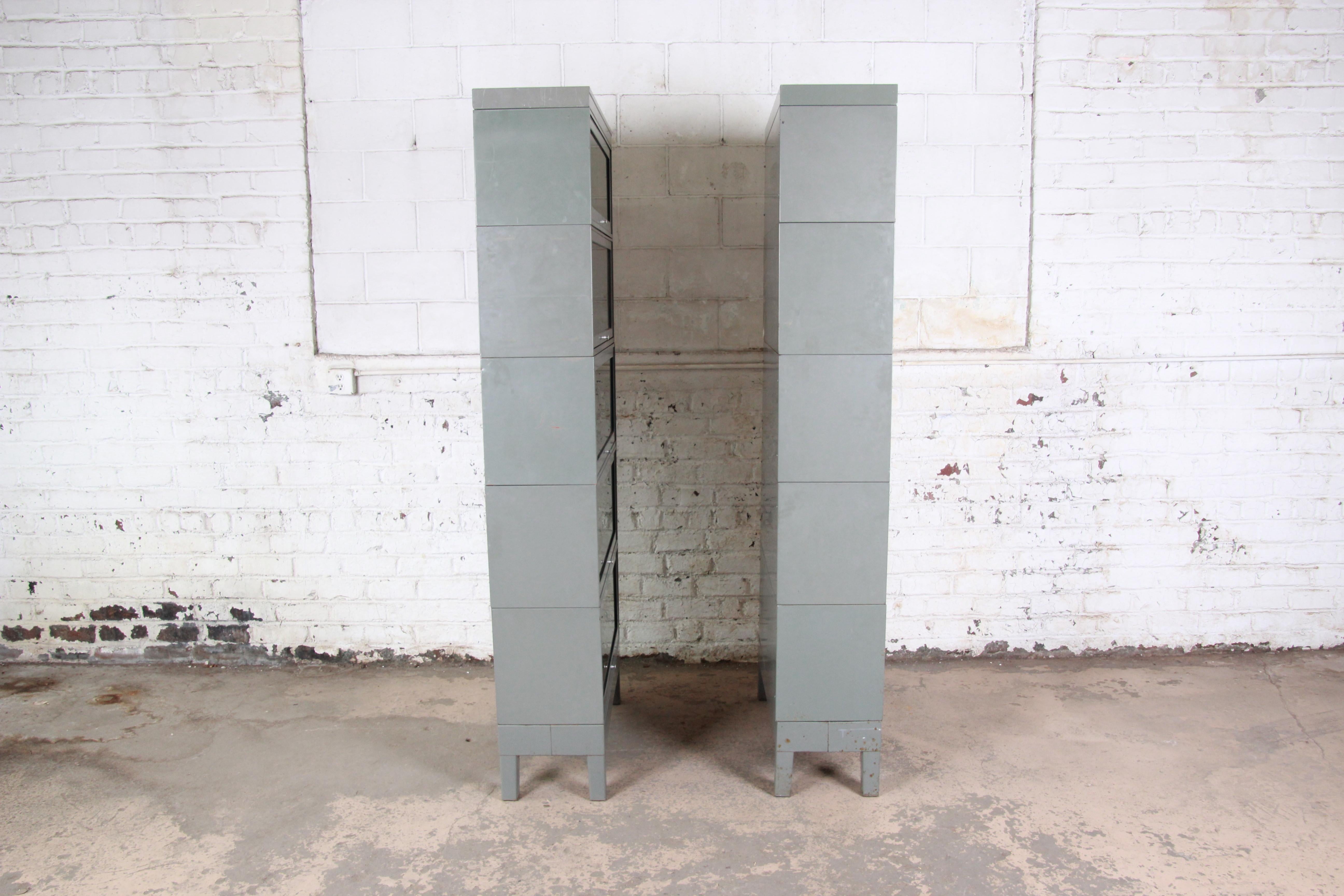 Globe Wernicke Midcentury Industrial Five-Stack Barrister Bookcases, 1960s 2