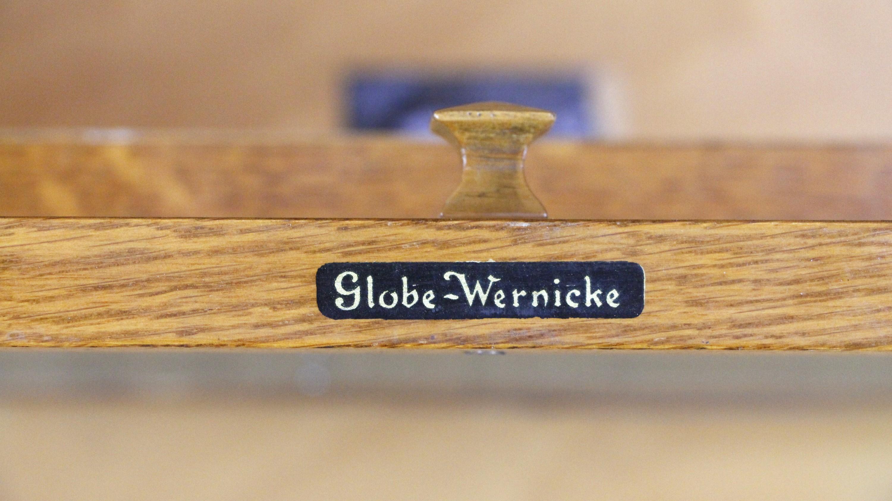 20th Century Globe-Wernicke Oak 5 Section Barrister Bookcase w/ Glass Doors & Original Pulls