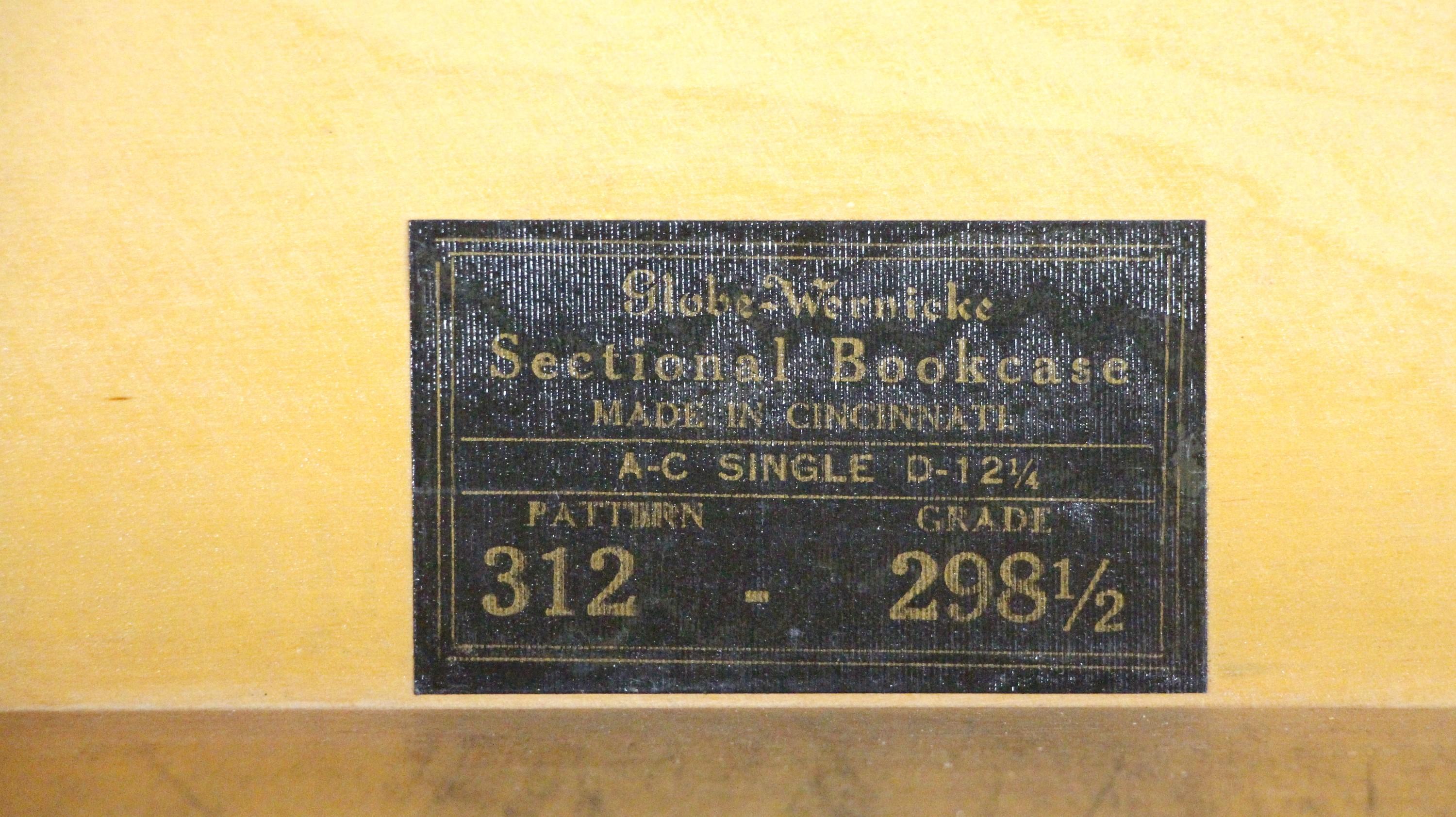 Globe-Wernicke Oak 5 Section Barrister Bookcase w/ Glass Doors & Original Pulls 2