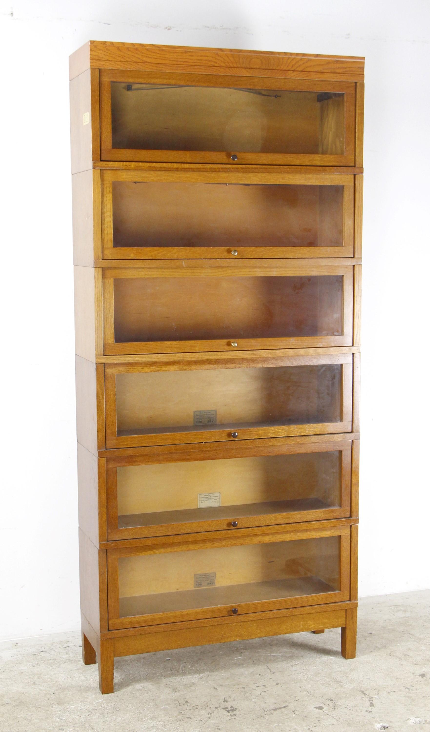 GlobeWernicke Oak 6 Sectional Barrister Bookcase with Glass Front