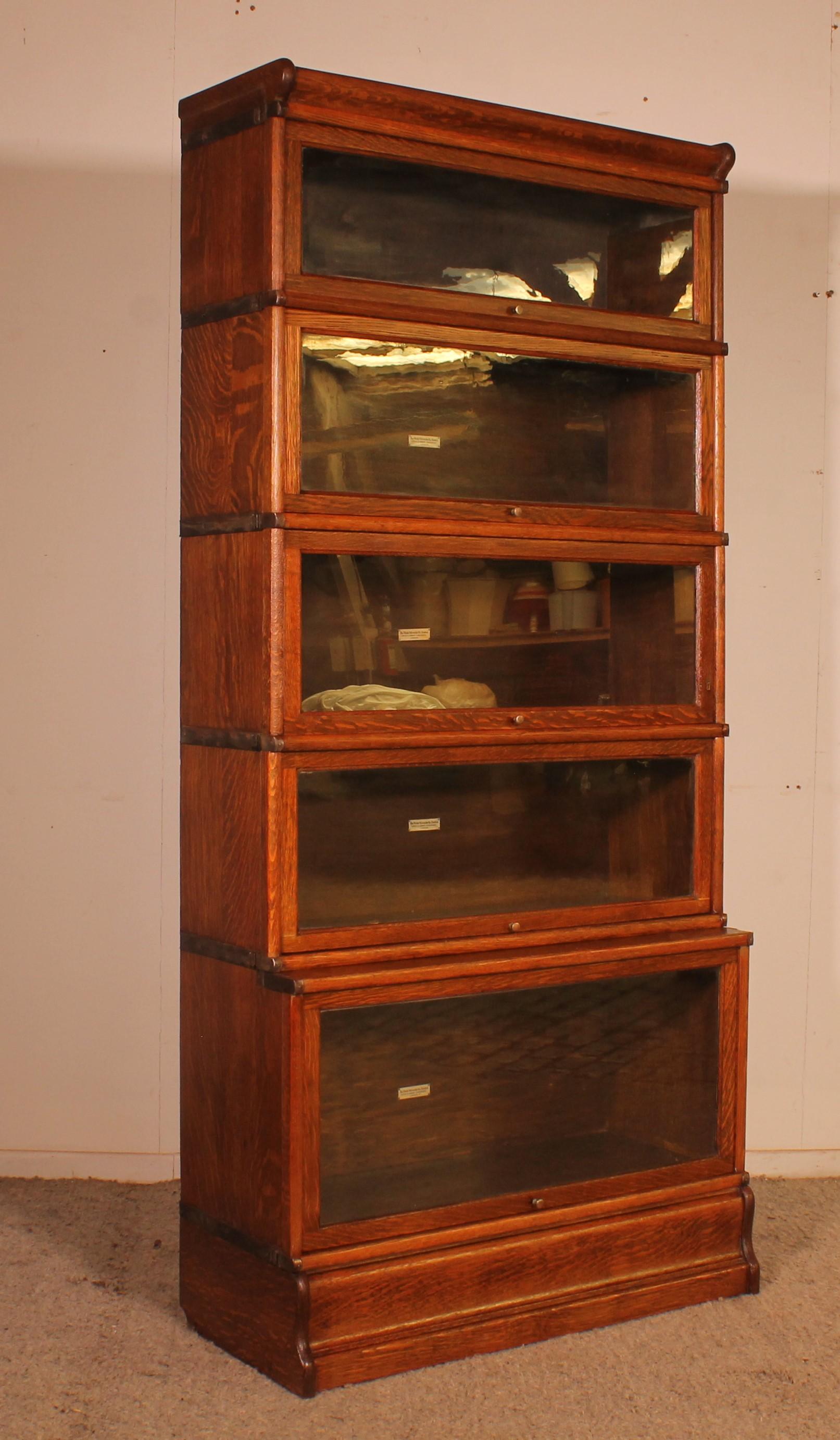 Edwardian Globe Wernicke Oak Bookcase Of 5 Elements With A Advanced Lower Part For Sale