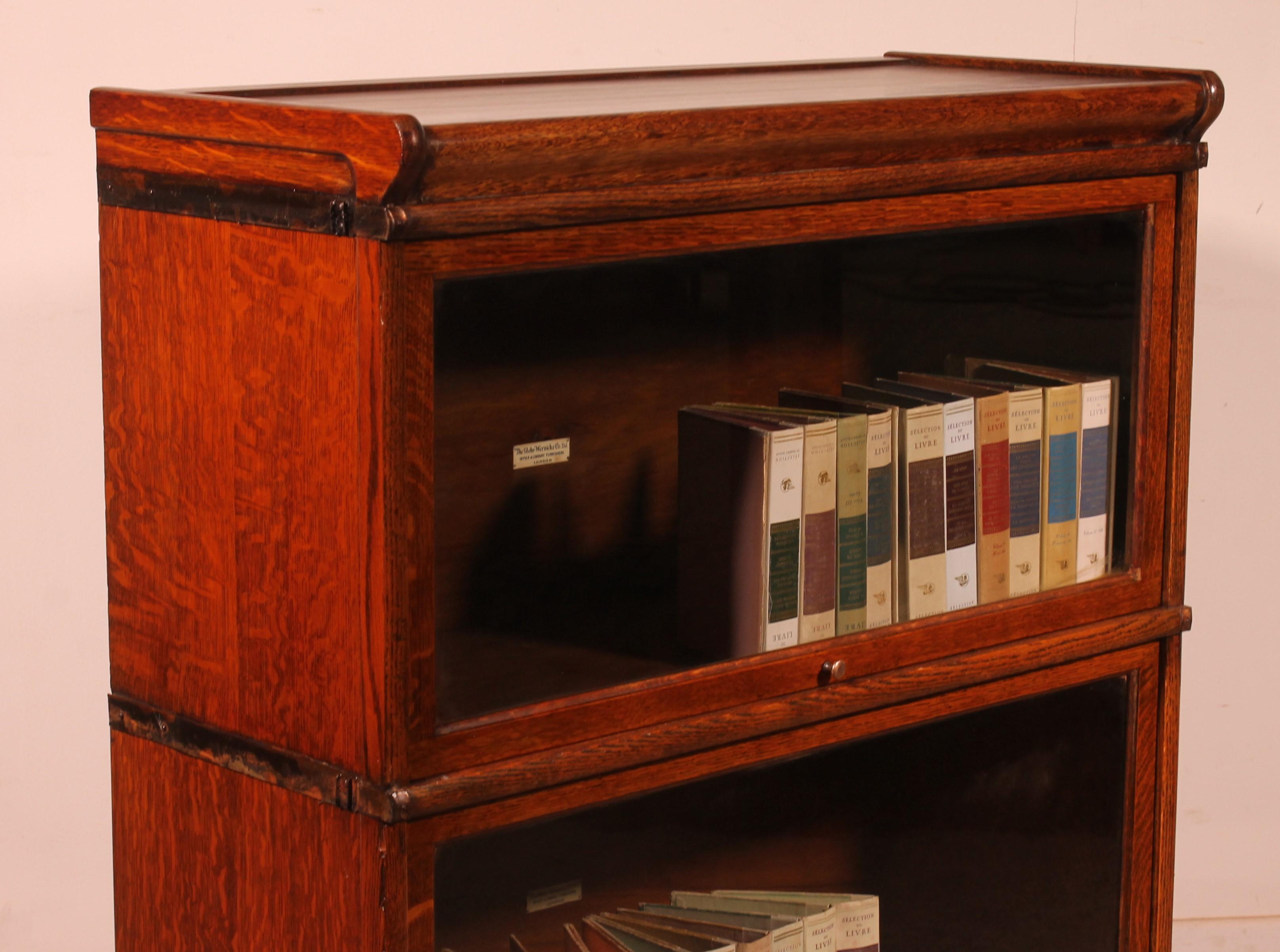 British Globe Wernicke Oak Bookcase Set Of 2 For Sale