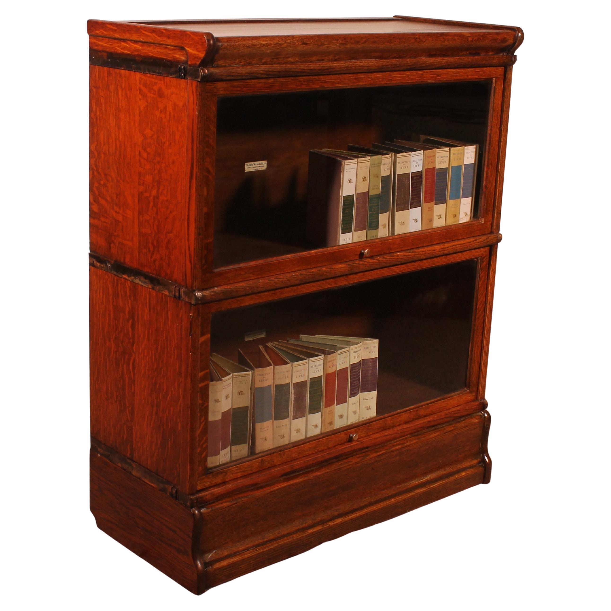 Globe Wernicke Oak Bookcase Set Of 2 For Sale