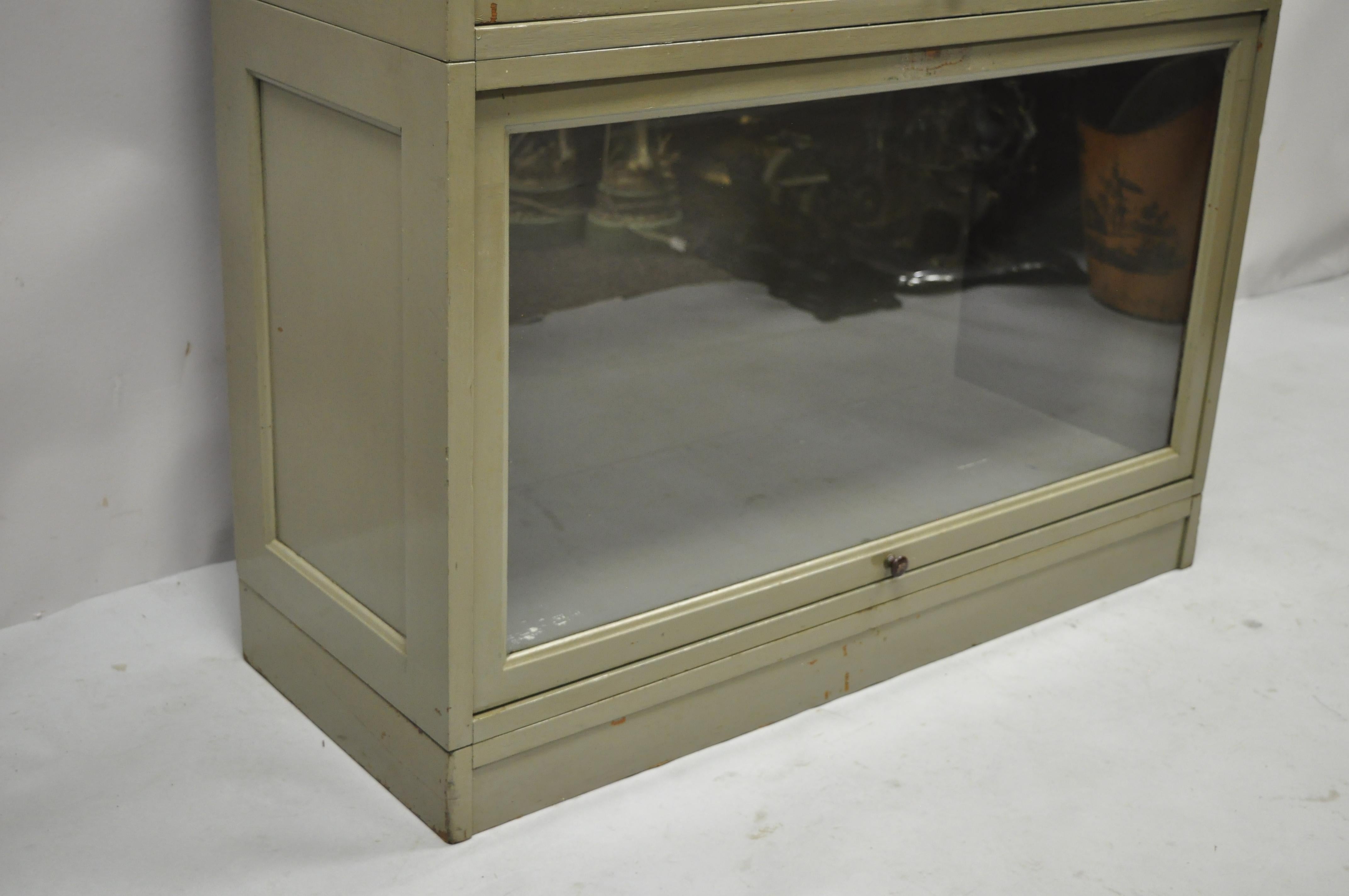 Globe Wernicke Oak Panel Green 5 Section Stacking Lawyer's Barrister Bookcase 5