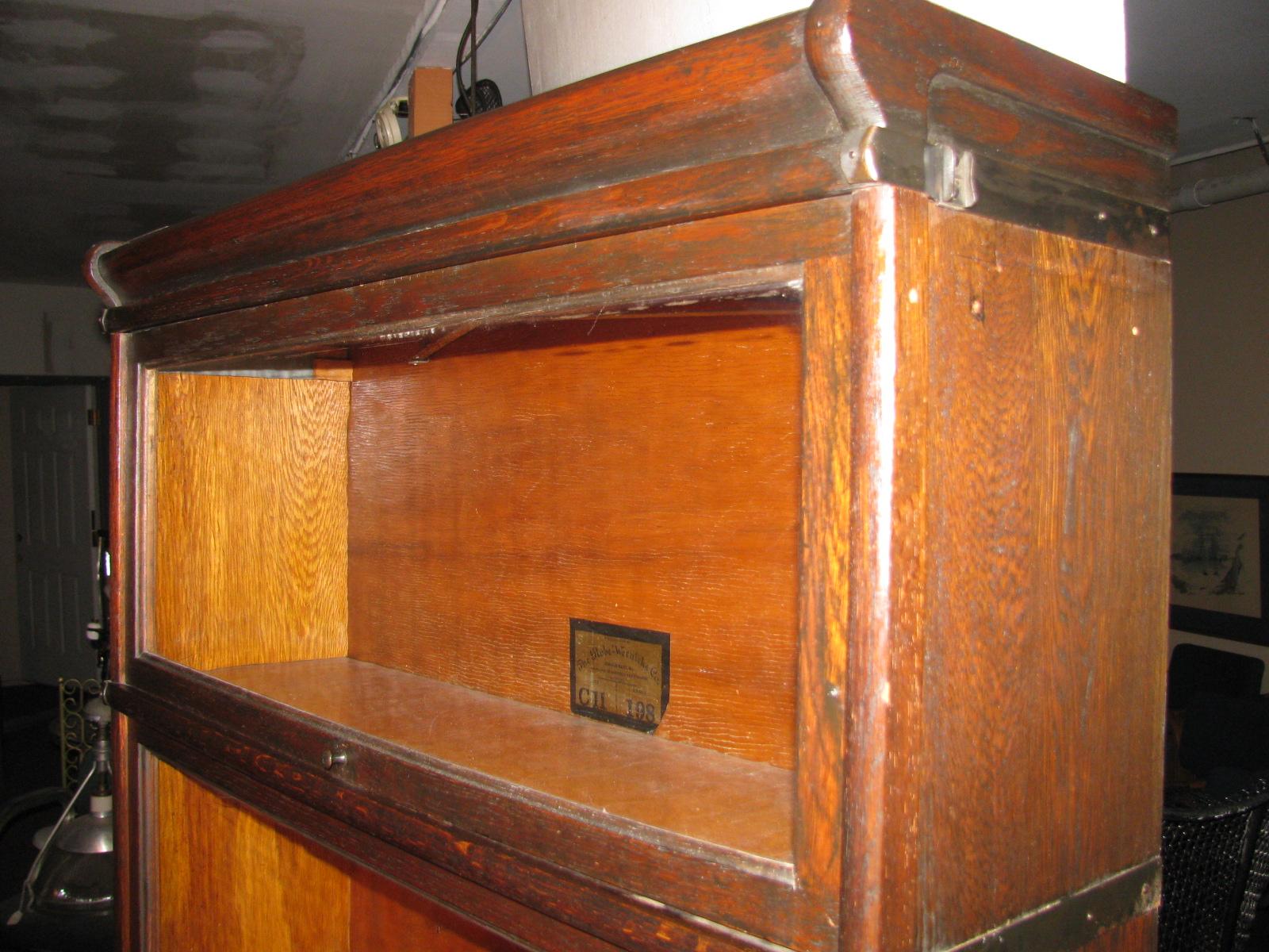 Metal Globe Wernicke Oak Stacking Barrister Bookcase 7 Sections