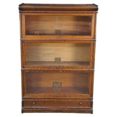 Globe Wernicke Quartersawn Oak Mission Stacking Barrister Bookcase w Drawer