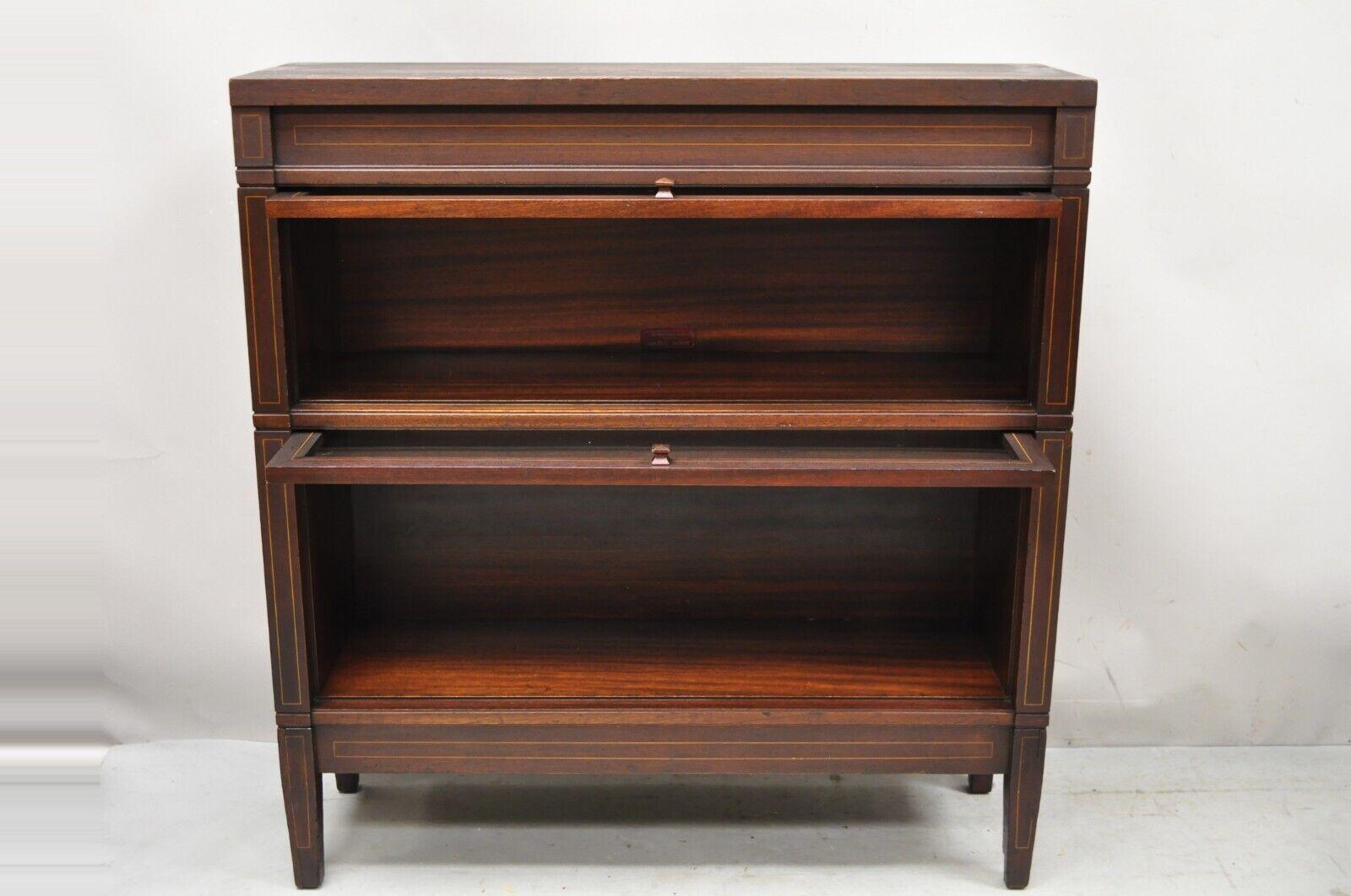 Glass Globe Wernicke Sheraton Mahogany 2 Section Stacking Barrister Lawyers Bookcase