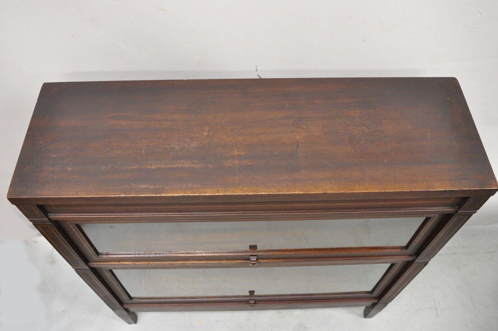 Globe Wernicke Sheraton Mahogany 2 Section Stacking Barrister Lawyers Bookcase 2