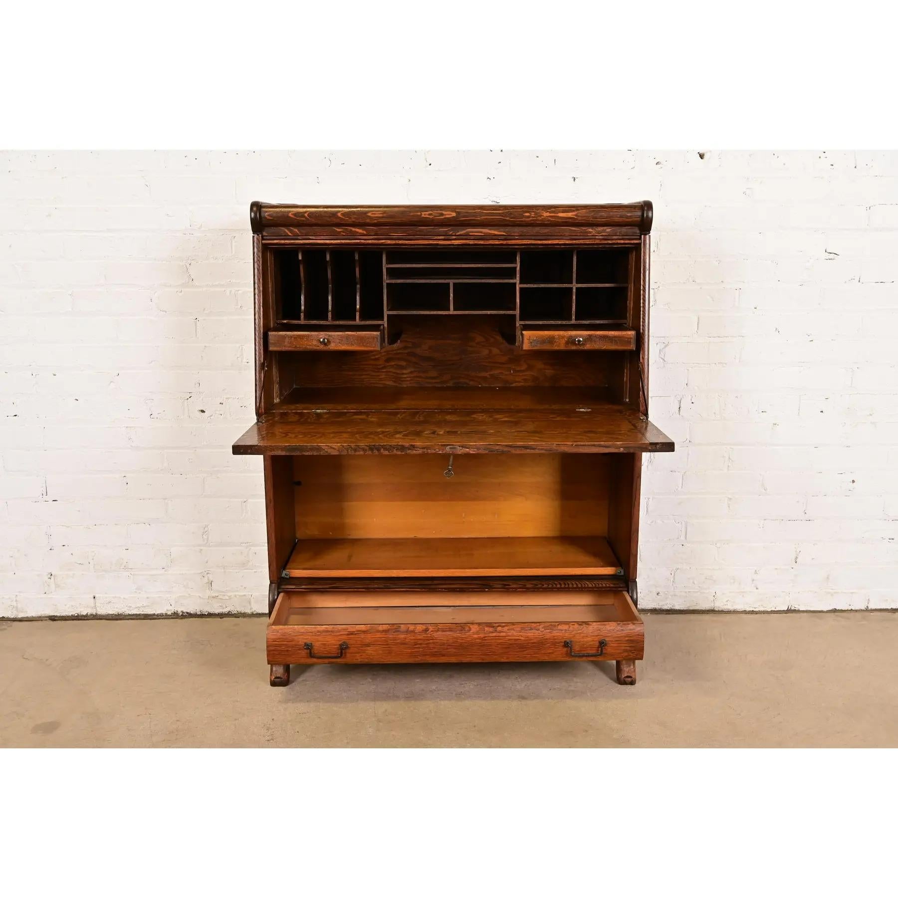 XX secolo Globe Wernicke Stile antico Mission Arts & Crafts in quercia Scrivania a ribalta in vendita