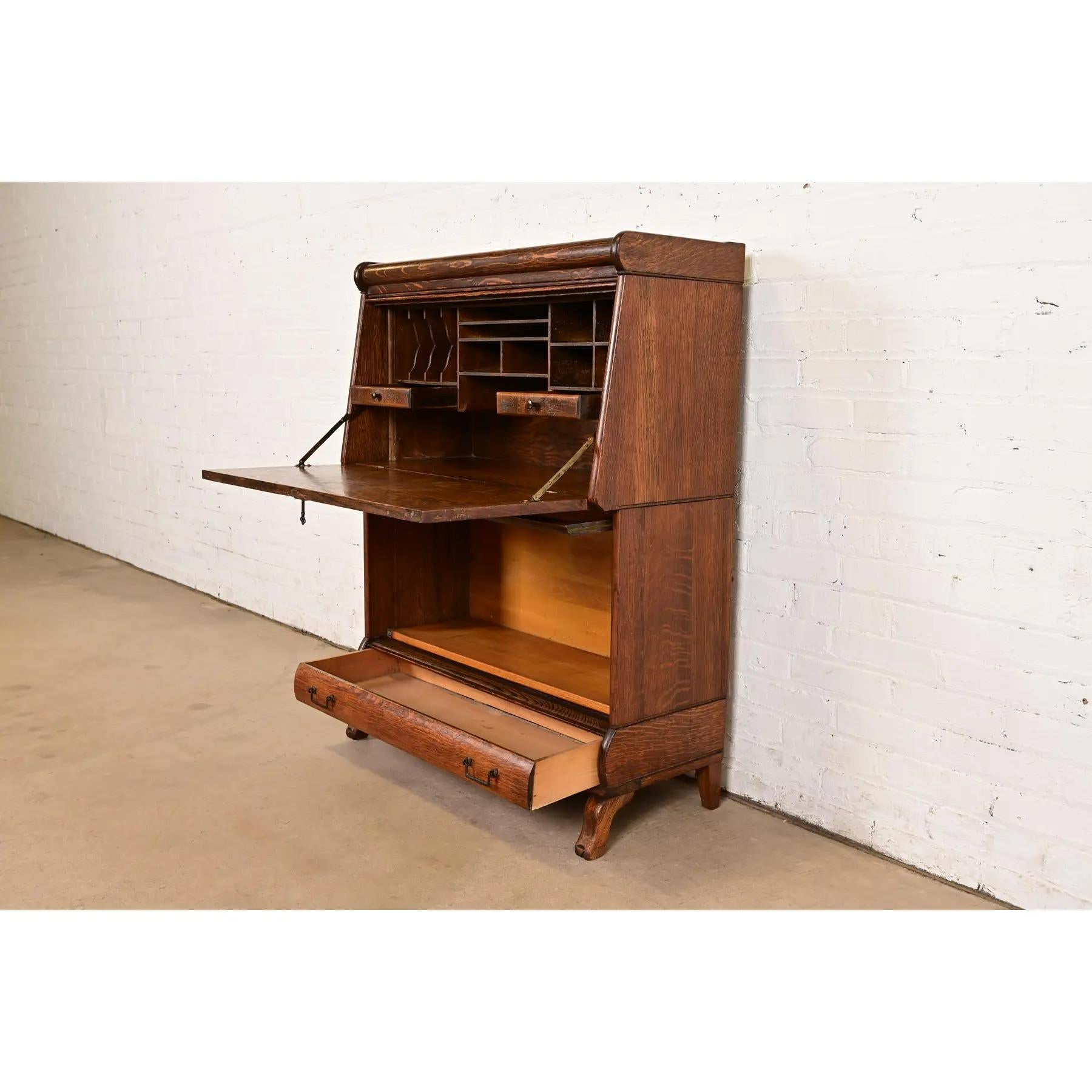 Quercia Globe Wernicke Stile antico Mission Arts & Crafts in quercia Scrivania a ribalta in vendita