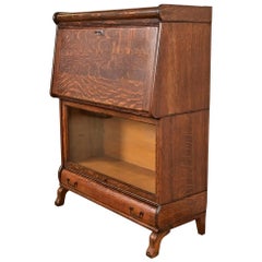 Globe Wernicke Style Antique Mission Oak Arts & Crafts Drop Front Secretary Desk