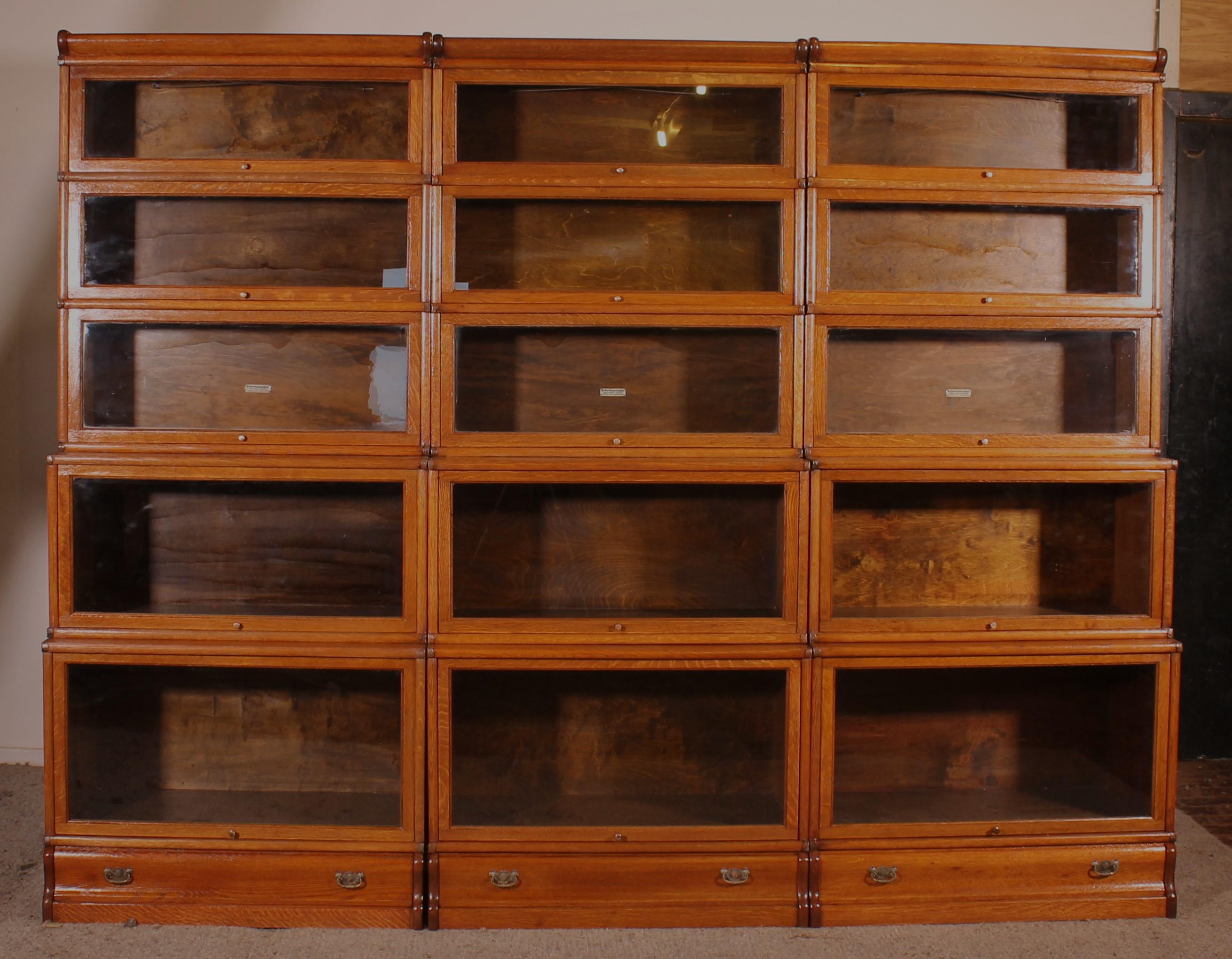 Estetismo Libreria a cascata Globe Wernicke in Oak Light - XIX secolo in vendita