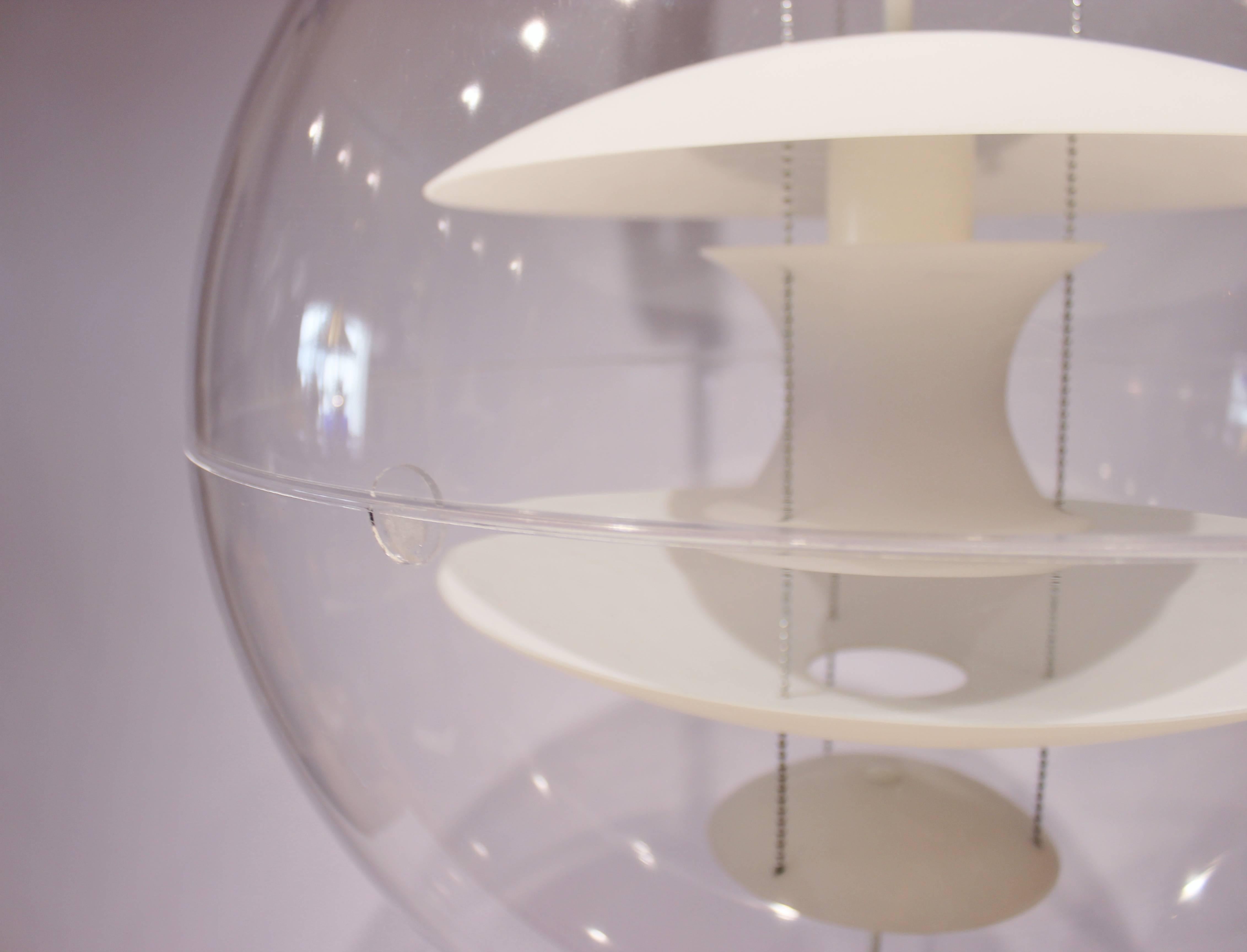 Danish Globe with Opaline Glass, Designed by Verner Panton