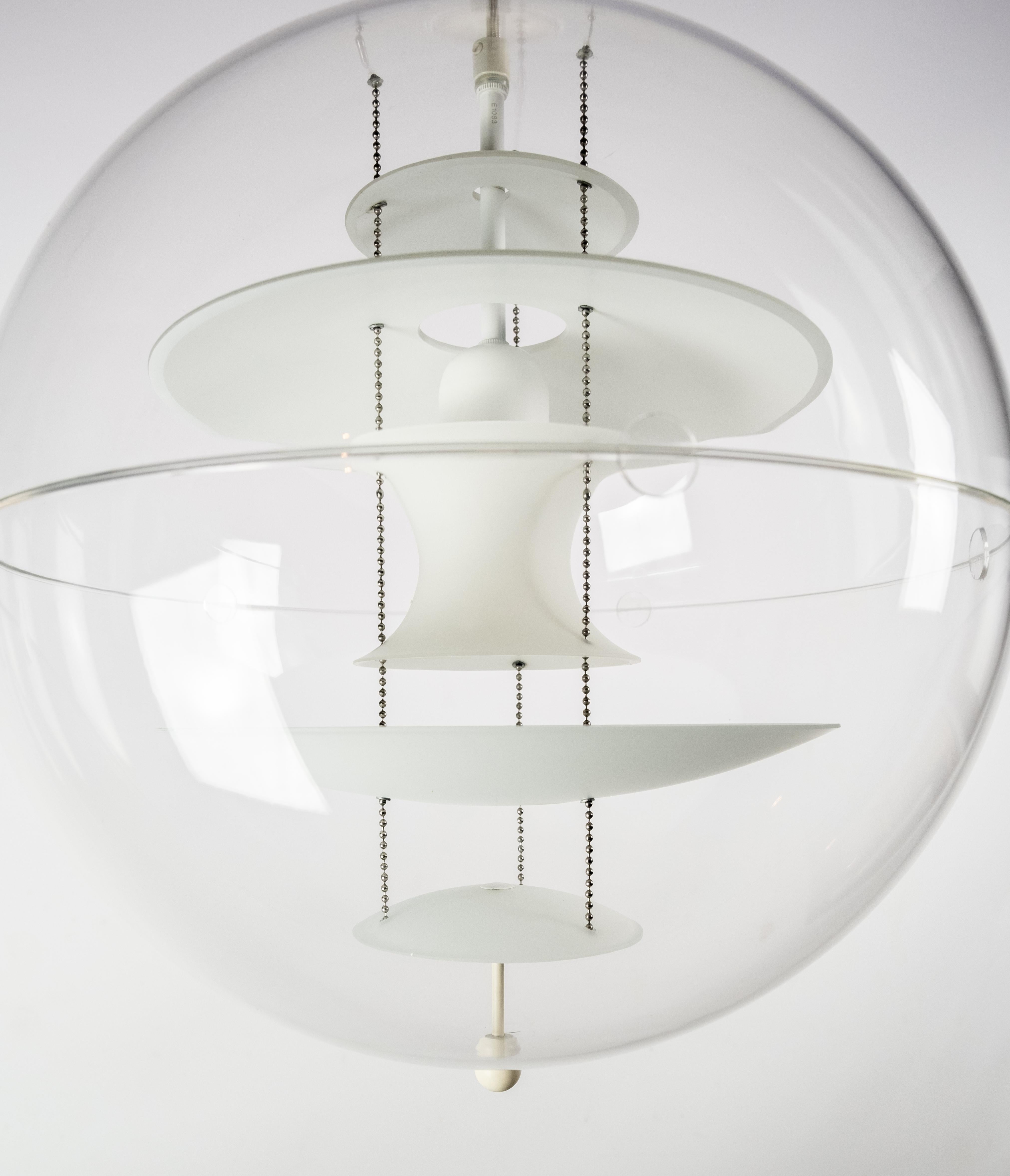 Scandinavian Modern Globe with Opaline Glass Designed by Verner Panton in 1969