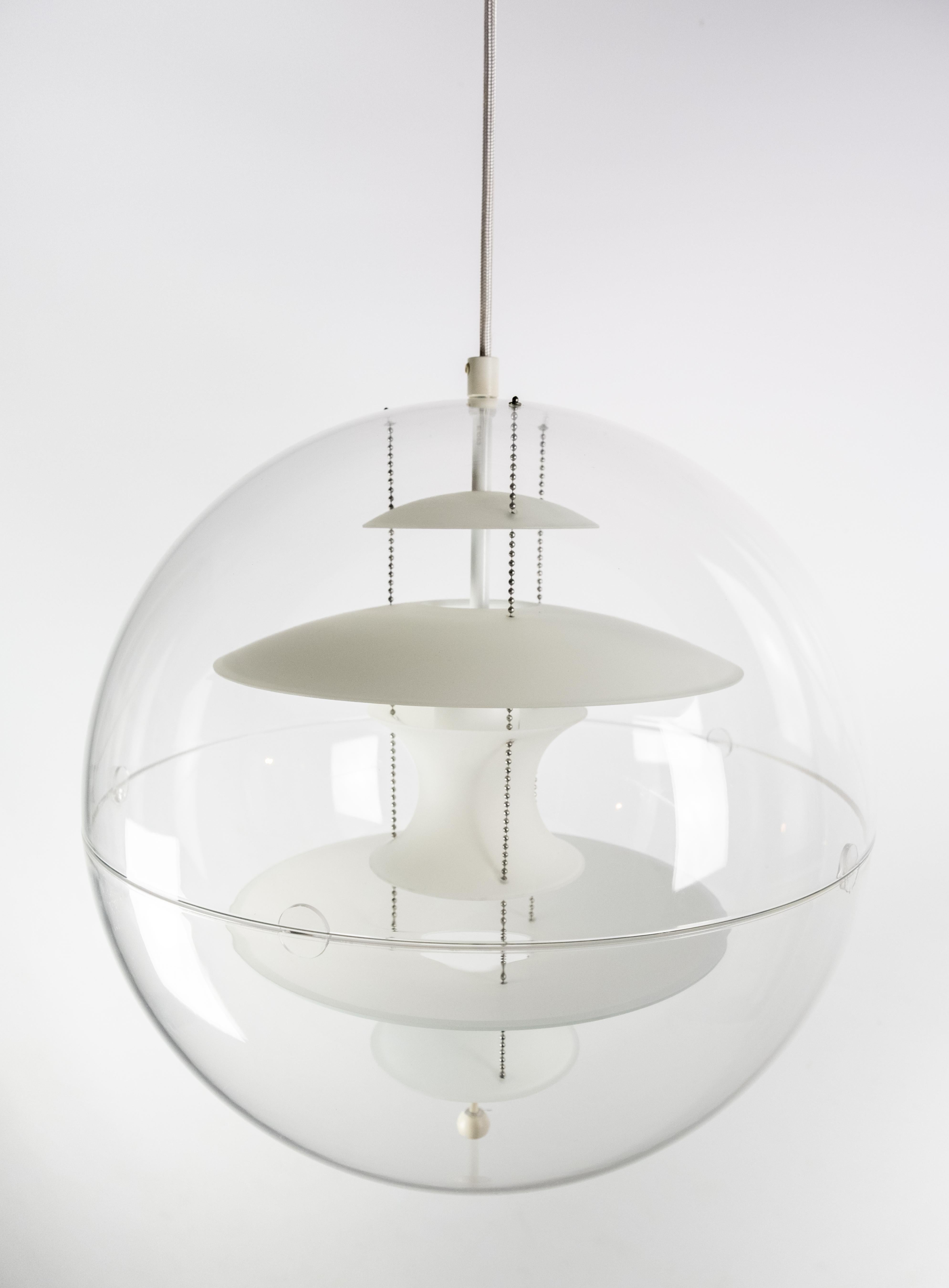 Danish Globe with Opaline Glass Designed by Verner Panton in 1969