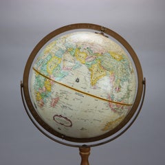 Globemaster Brass & Bronzed Metal Floor Globe by Replogle 20thC