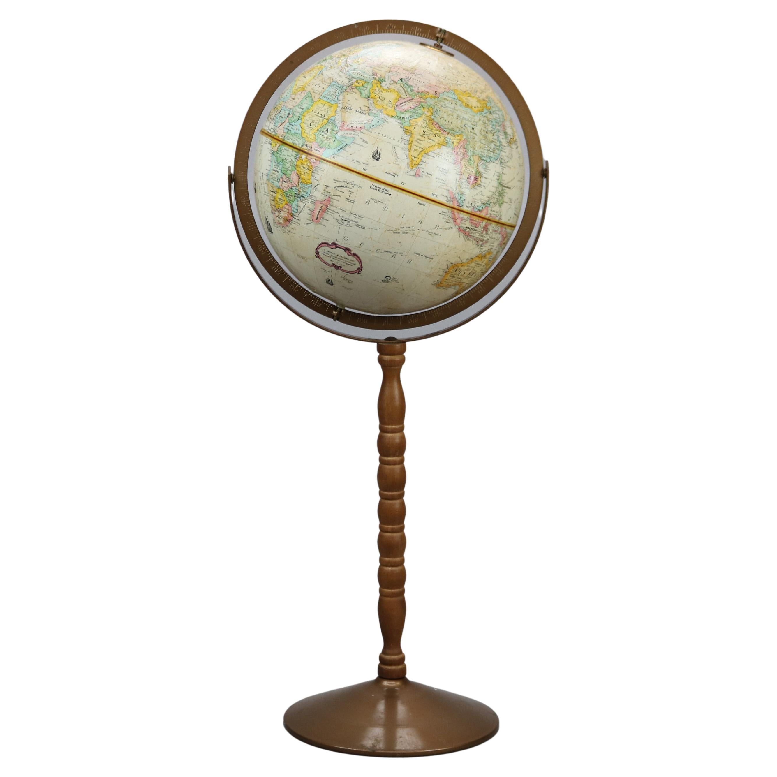 Globemaster Brass & Bronzed Metal Floor Globe by Replogle 20th C For Sale