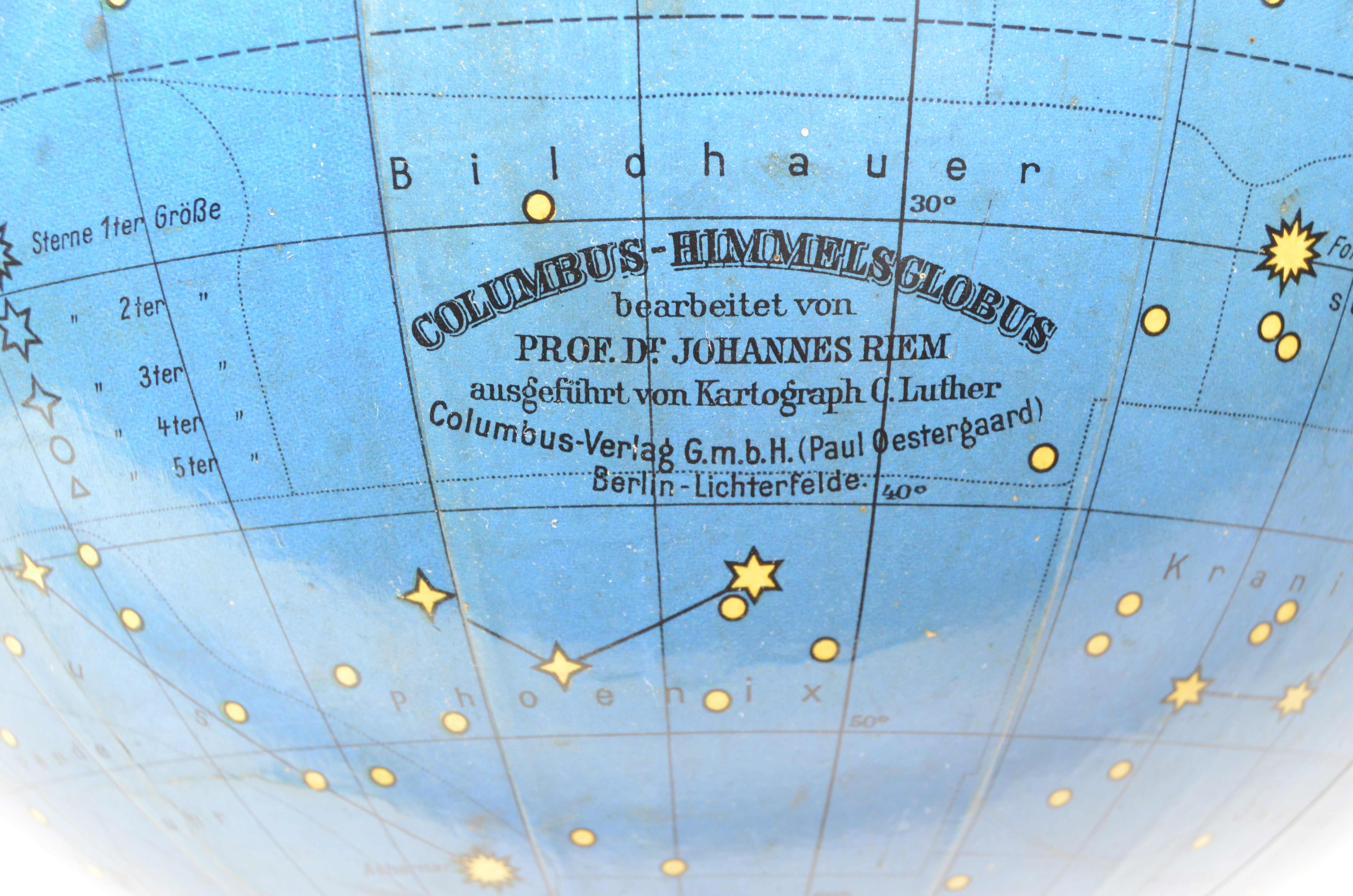 Globo celeste Columbus–Himmelglobus Kartograph C. Luther degli anni trenta im Angebot 11