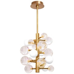 Globo Clear Lucite and Brass Five-Light Chandelier