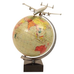 Vintage Globo terrestre con aereo per la campagna Air France Super G Constellation 1953