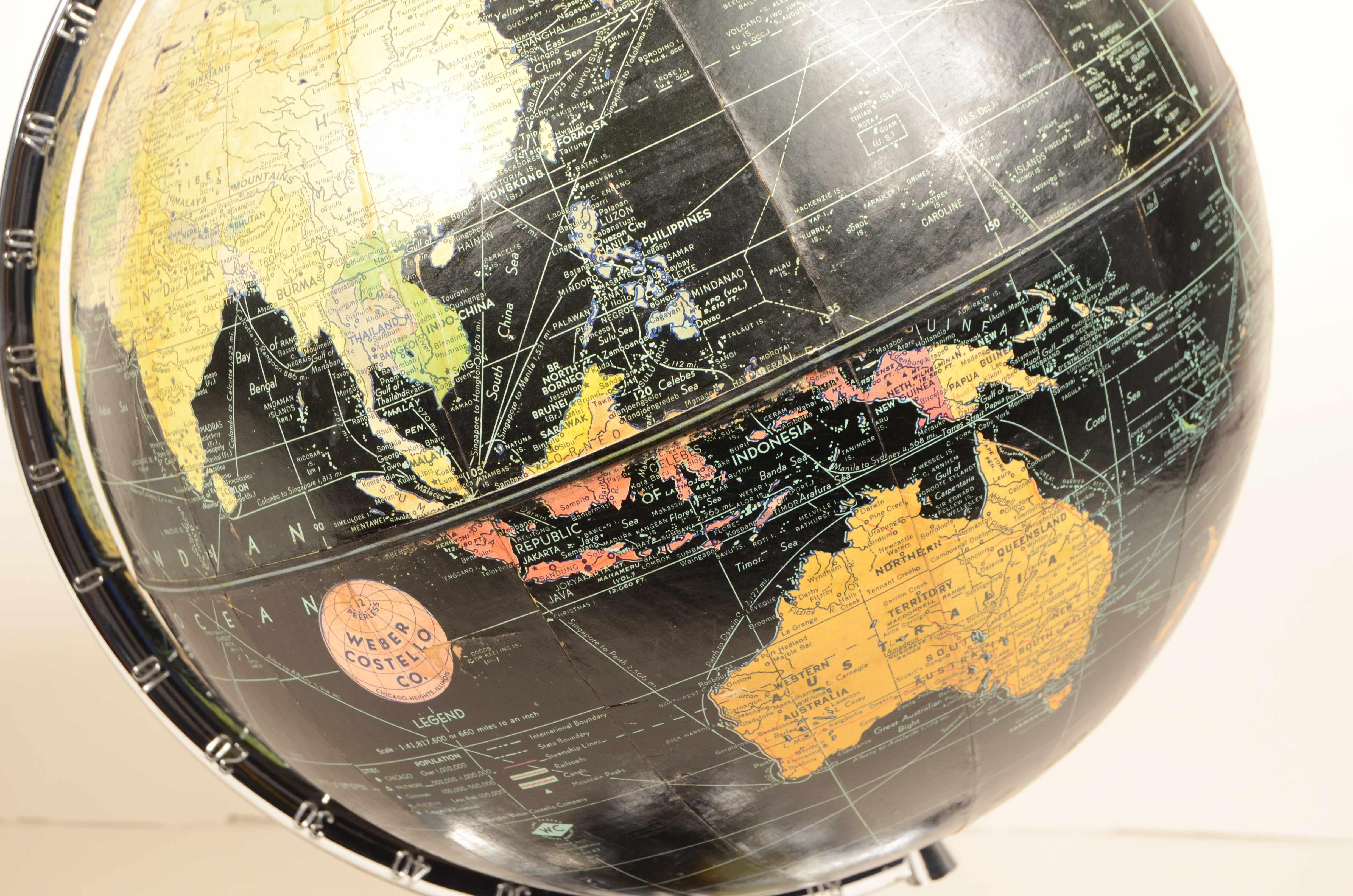 Earth globe with airplane-shaped base published in 1949 by Weber Costello Co. 5