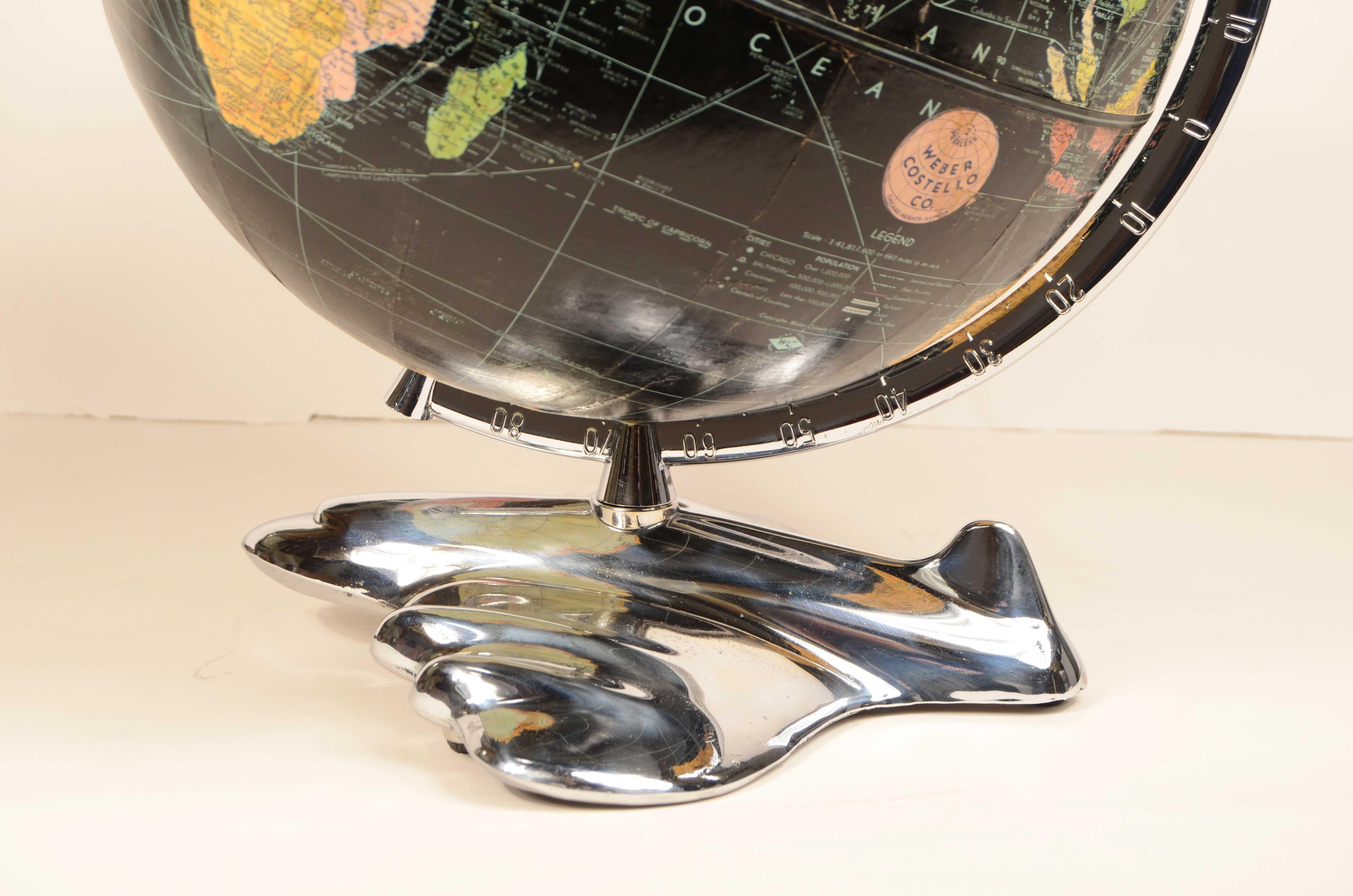 Earth globe with airplane-shaped base published in 1949 by Weber Costello Co. 15