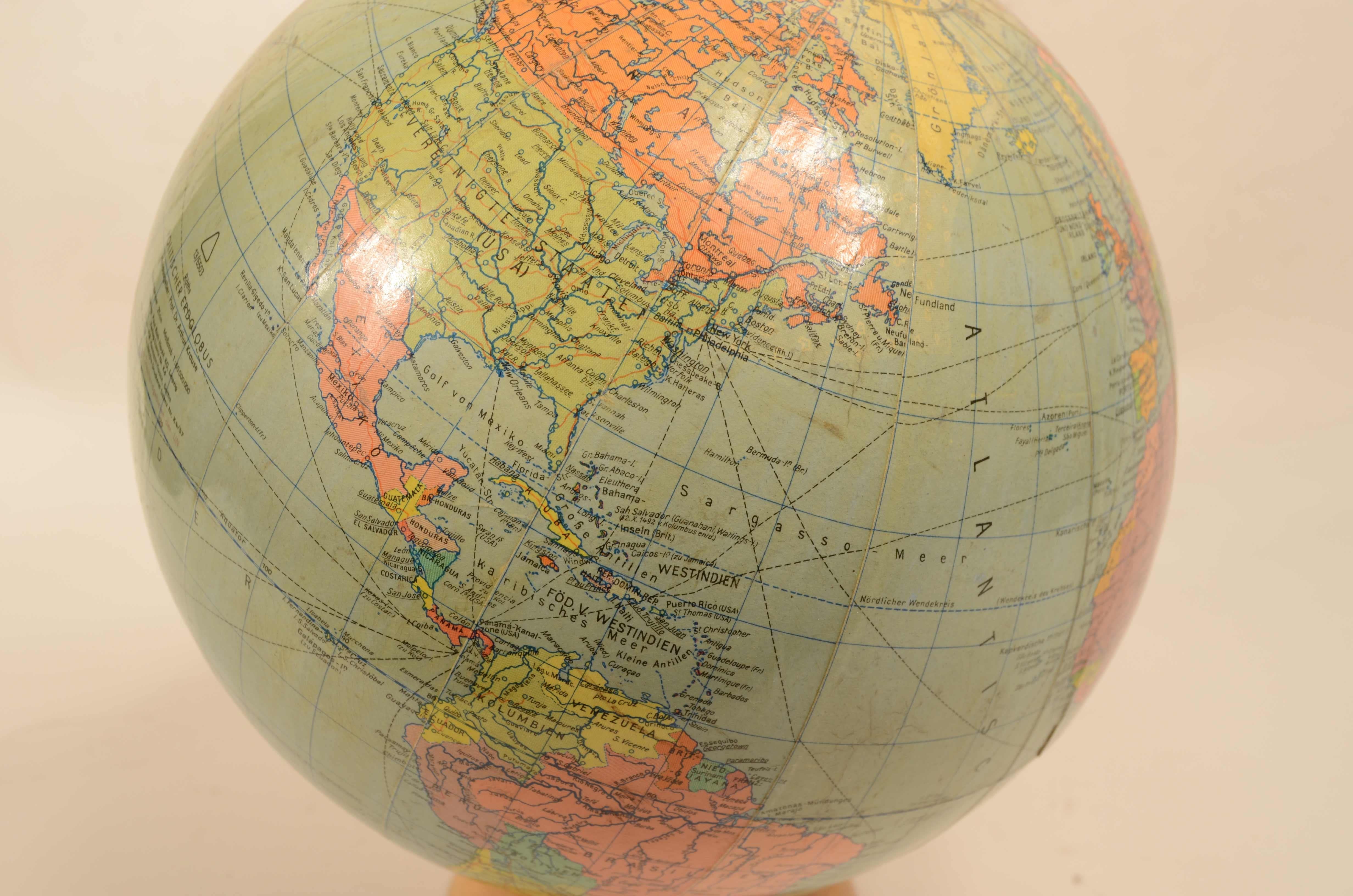 Räths Politischer Erdglobus terrestrial globe designed by Arthur Krause 1950s For Sale 8