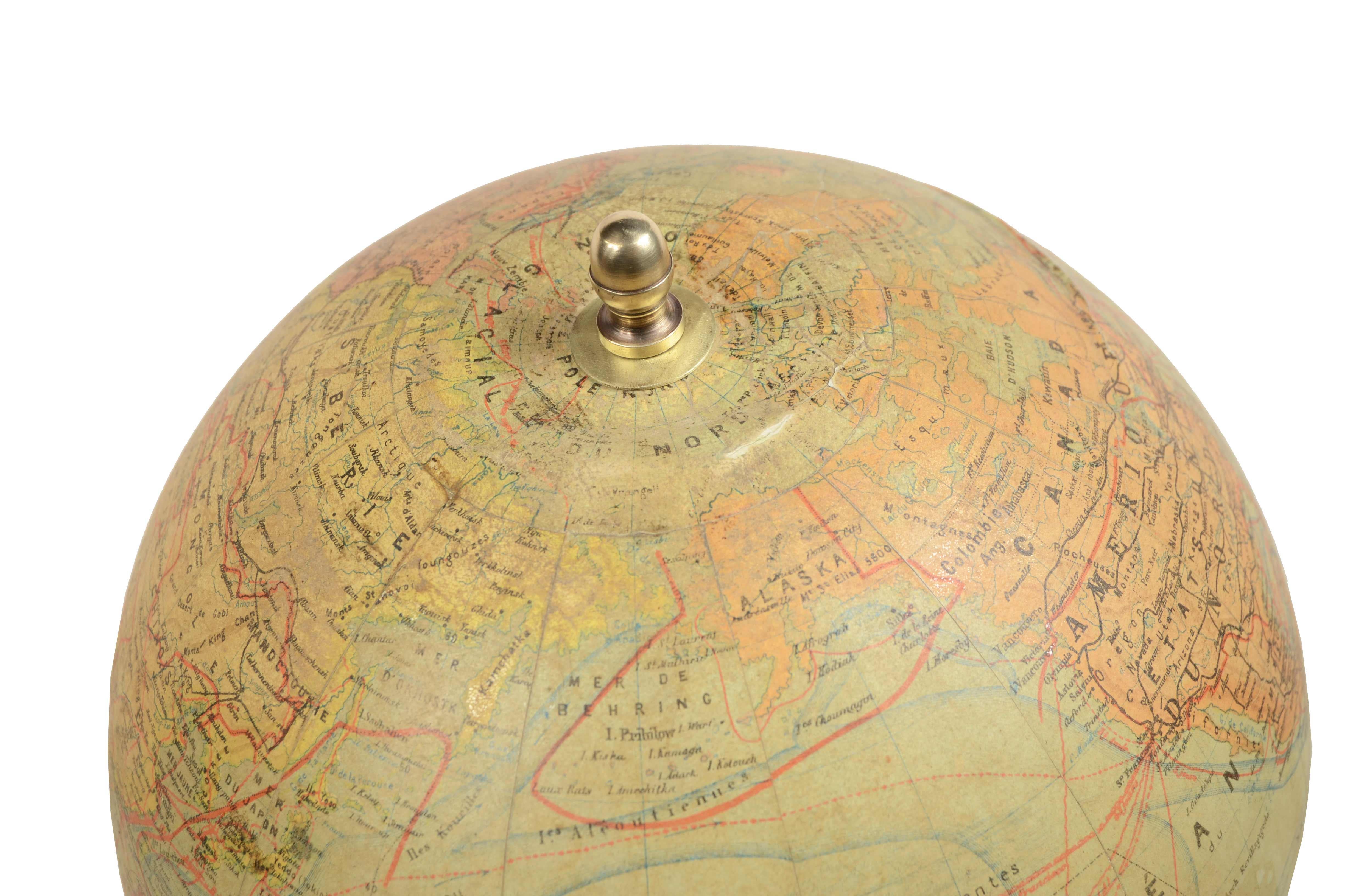 Earth globe edited in the late 19th century by French geographer J. Forest For Sale 5